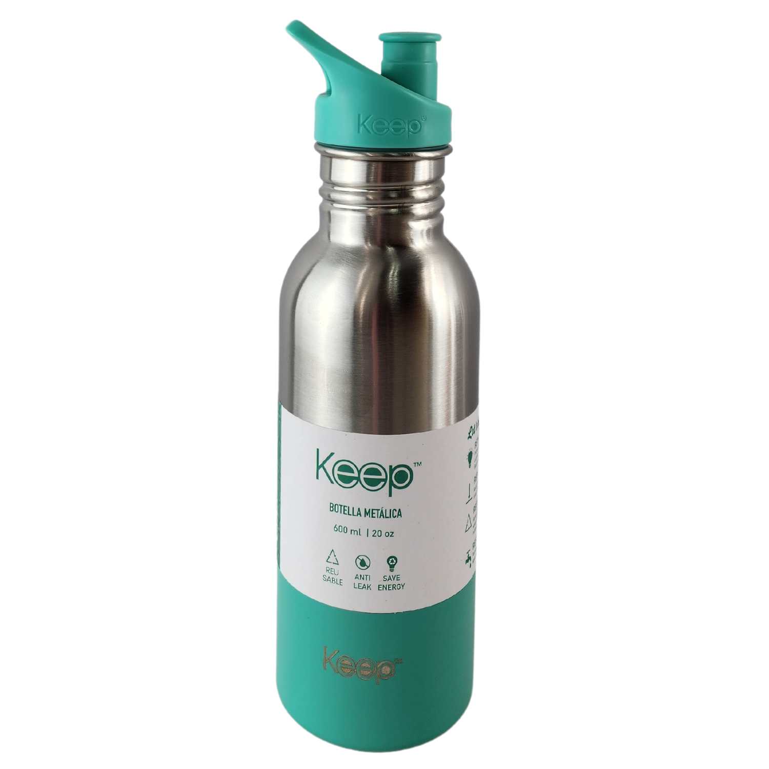 BOTELLA METALICA KEEP 600ML KEEP BEBIDAS DEPORTE TURQUESA - 1