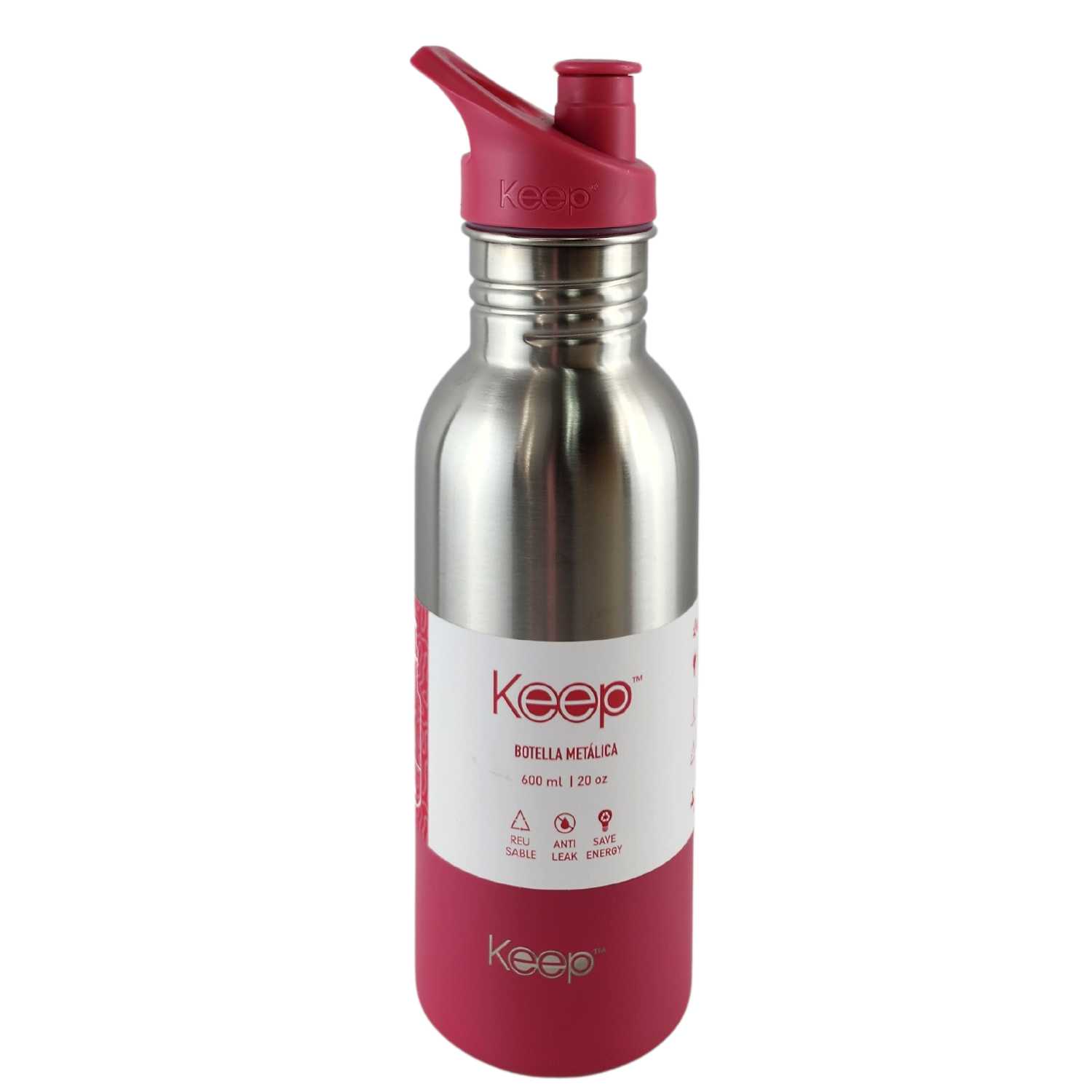 BOTELLA METALICA KEEP 600ML KEEP BEBIDAS DEPORTE ROSA - 1
