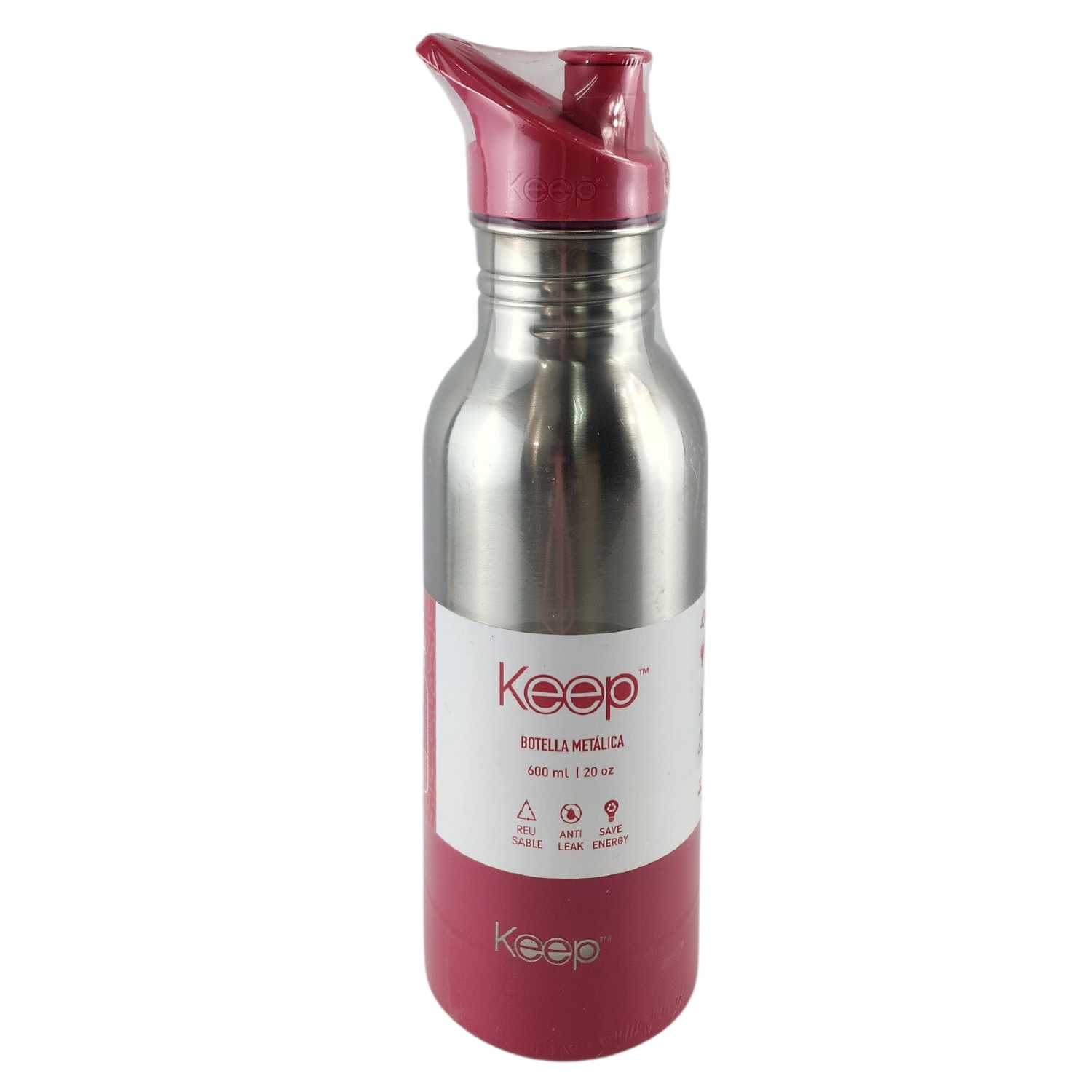 BOTELLA METALICA KEEP 600ML KEEP BEBIDAS DEPORTE ROSA - 2
