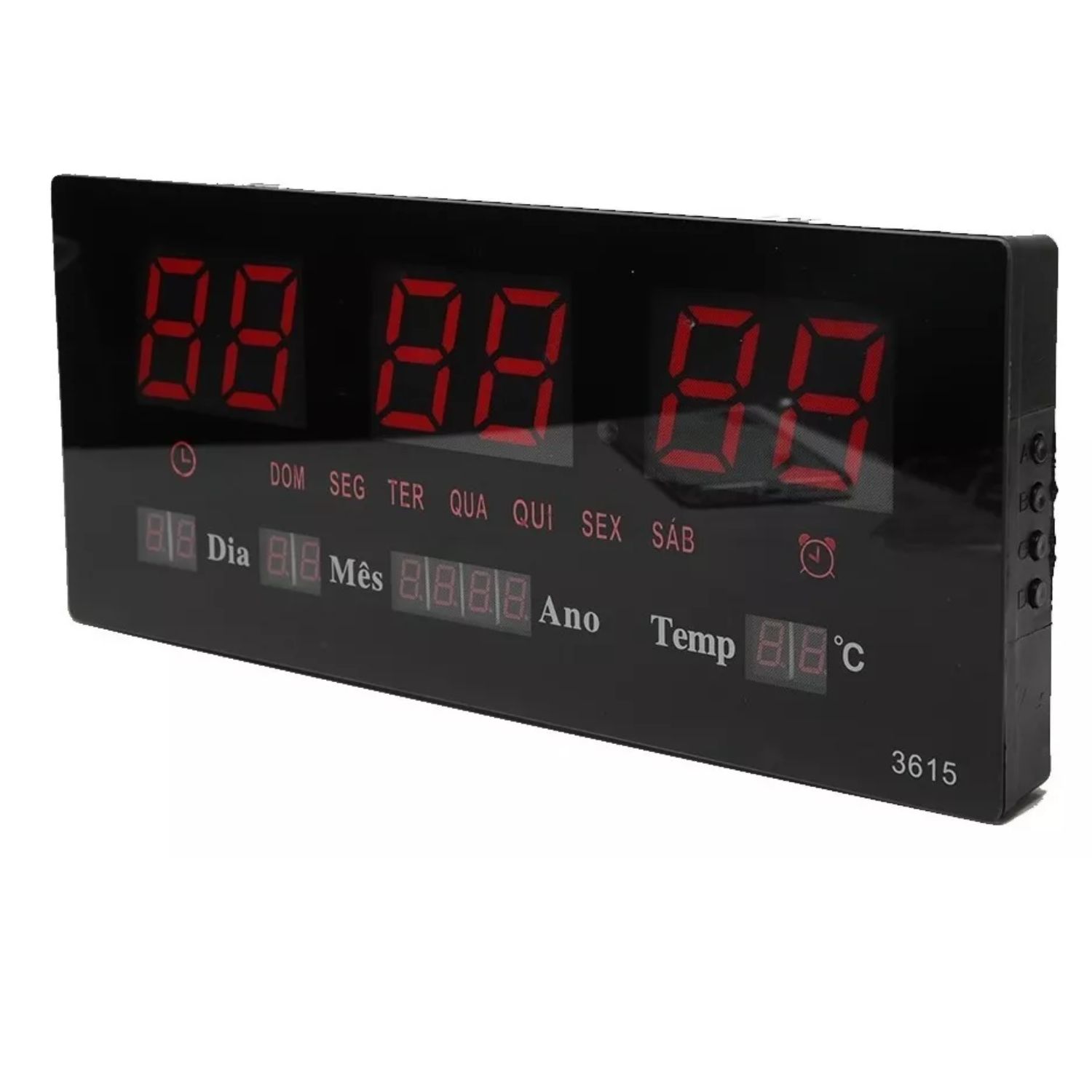 RELOJ DIGITAL PARED LUZ LED HORA FECHA TEMPERATURA 36X15CM - 6