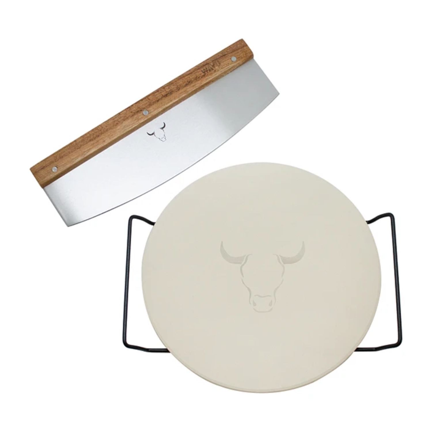 SET PIZZA (PIEDRA + CORTADOR) WAYU PIEDRA CROMADA ACERO COCINA - 1