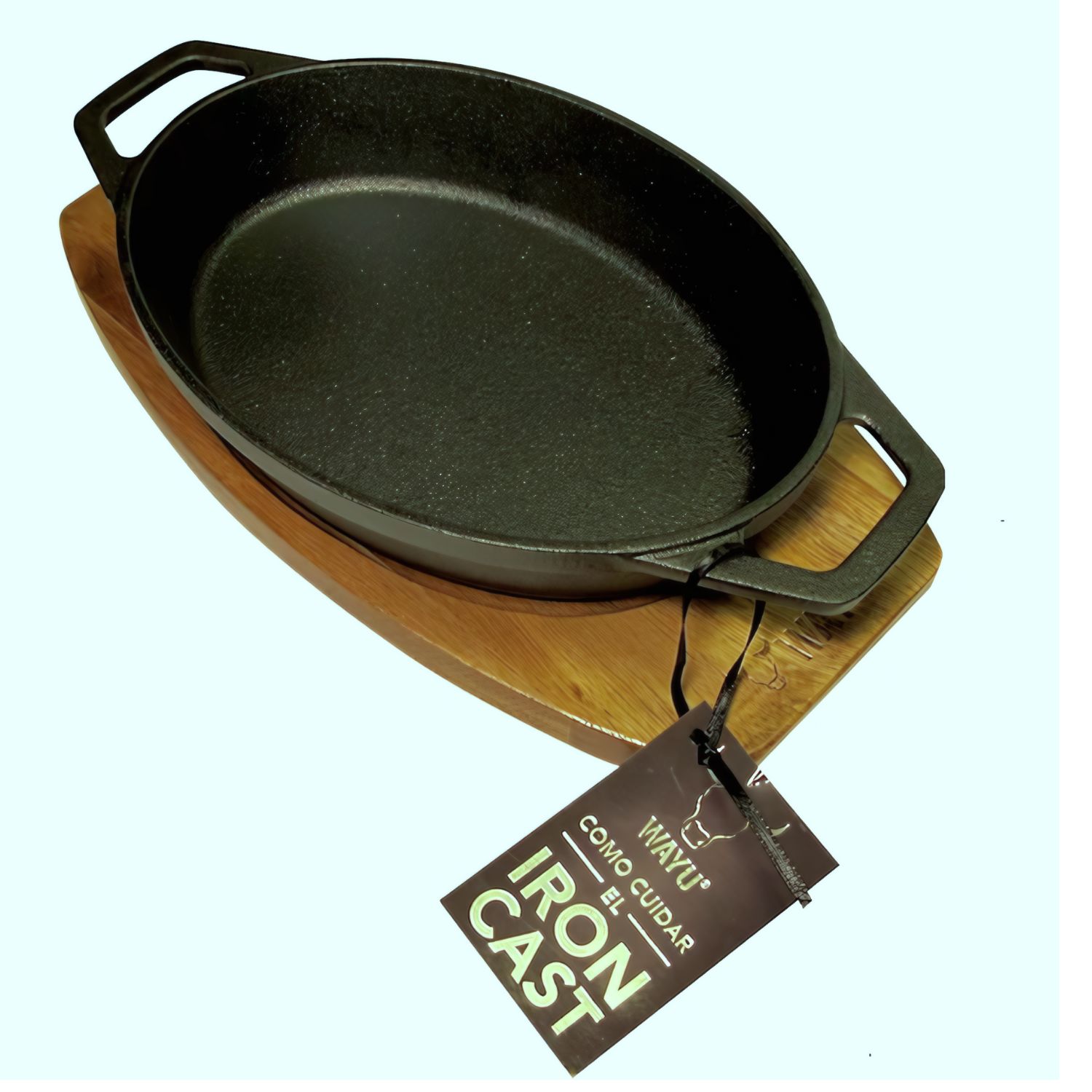 CACEROLA 24CM WAYU IRON CAST BASE MADERA COCINA ACERO - 2