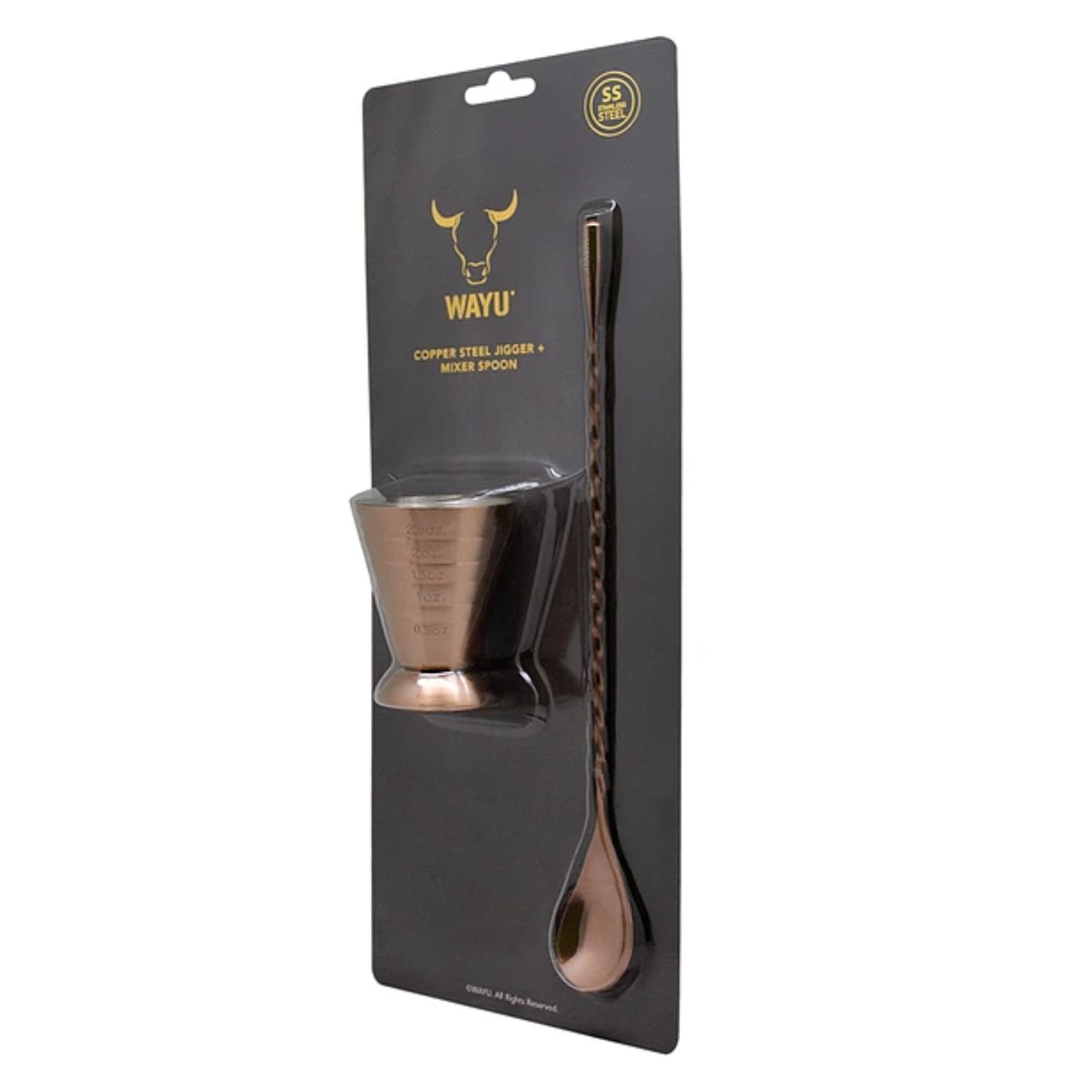 SET MEDIDOR Y CUCHARA COPPER LINE WAYU COCTELERIA COCINA - 4