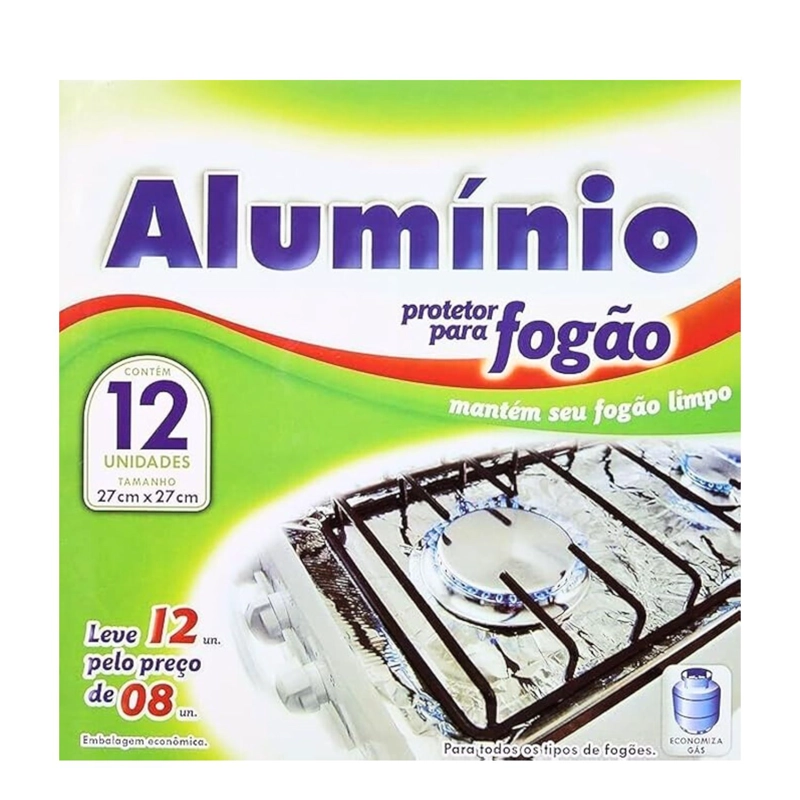 PAPEL ALUMINIO 12 LAMINAS PROTECTOR COCINA ESTUFA FOGON GAS - 3