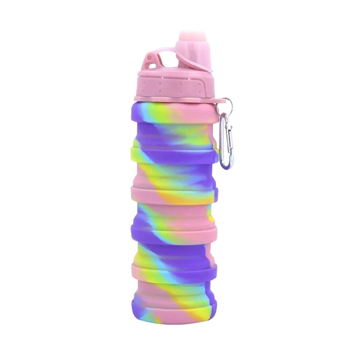 Botella De Agua Plegable De Silicona Para Niños - 550 Ml, Con Llavero De Fútbol