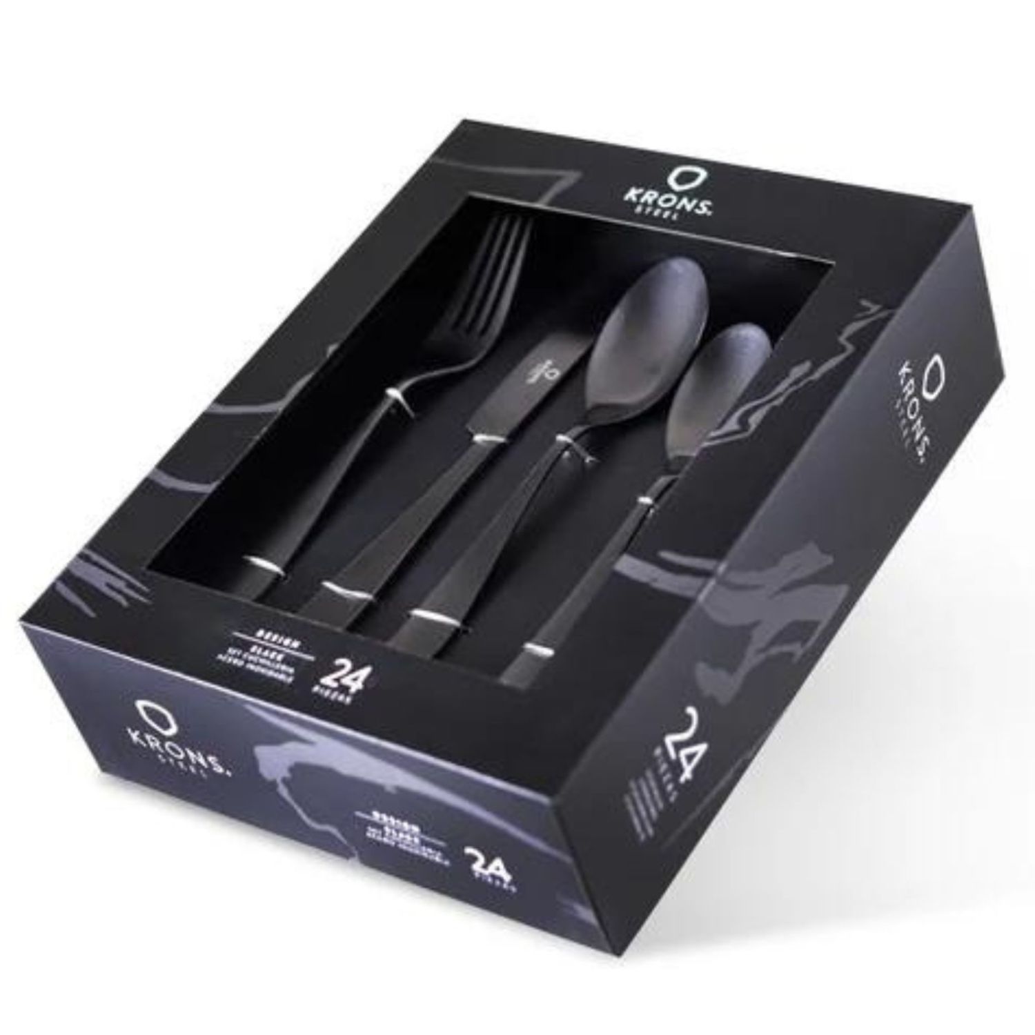 SET CUBIERTOS 24 PZS BLACK KRONS ACERO INOX SET CUCHILLERIA - 1