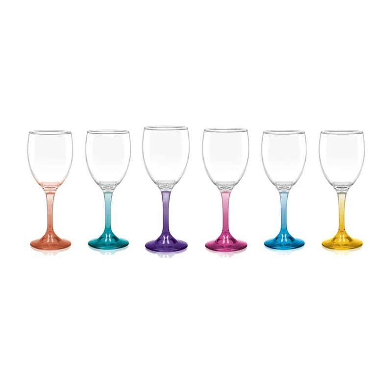 DISPLAY 6 COPAS VINO VERSALLES PIE COLOR 300ML MULTICOLORES - 3