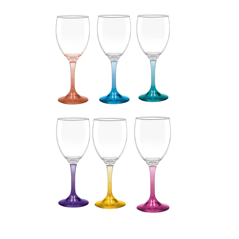 DISPLAY 6 COPAS VINO VERSALLES PIE COLOR 300ML MULTICOLORES - 5