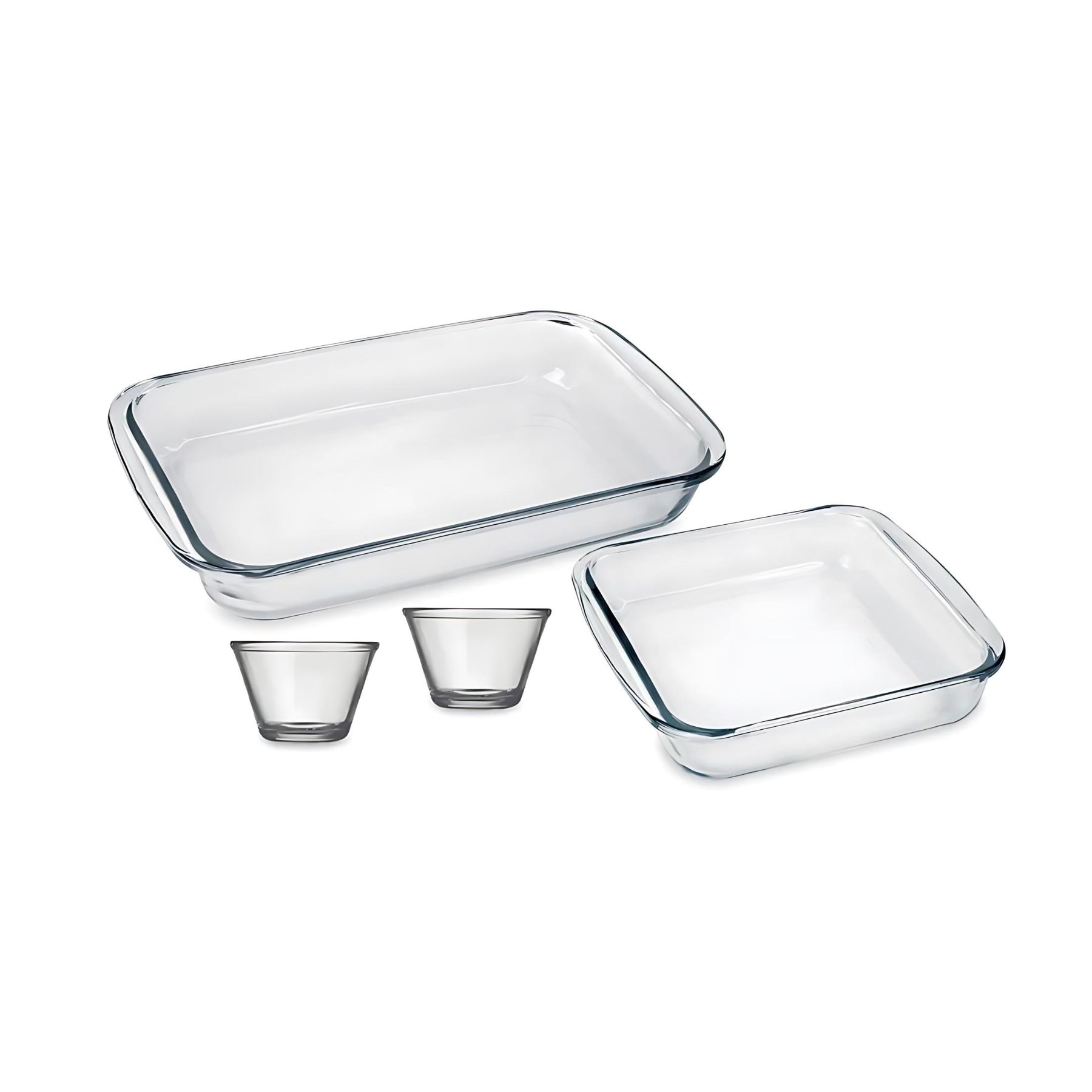SET 2 FUENTES ASADERA RECTANGULAR VIDRIO TEMPLADO CON 2 FLANERAS - 1