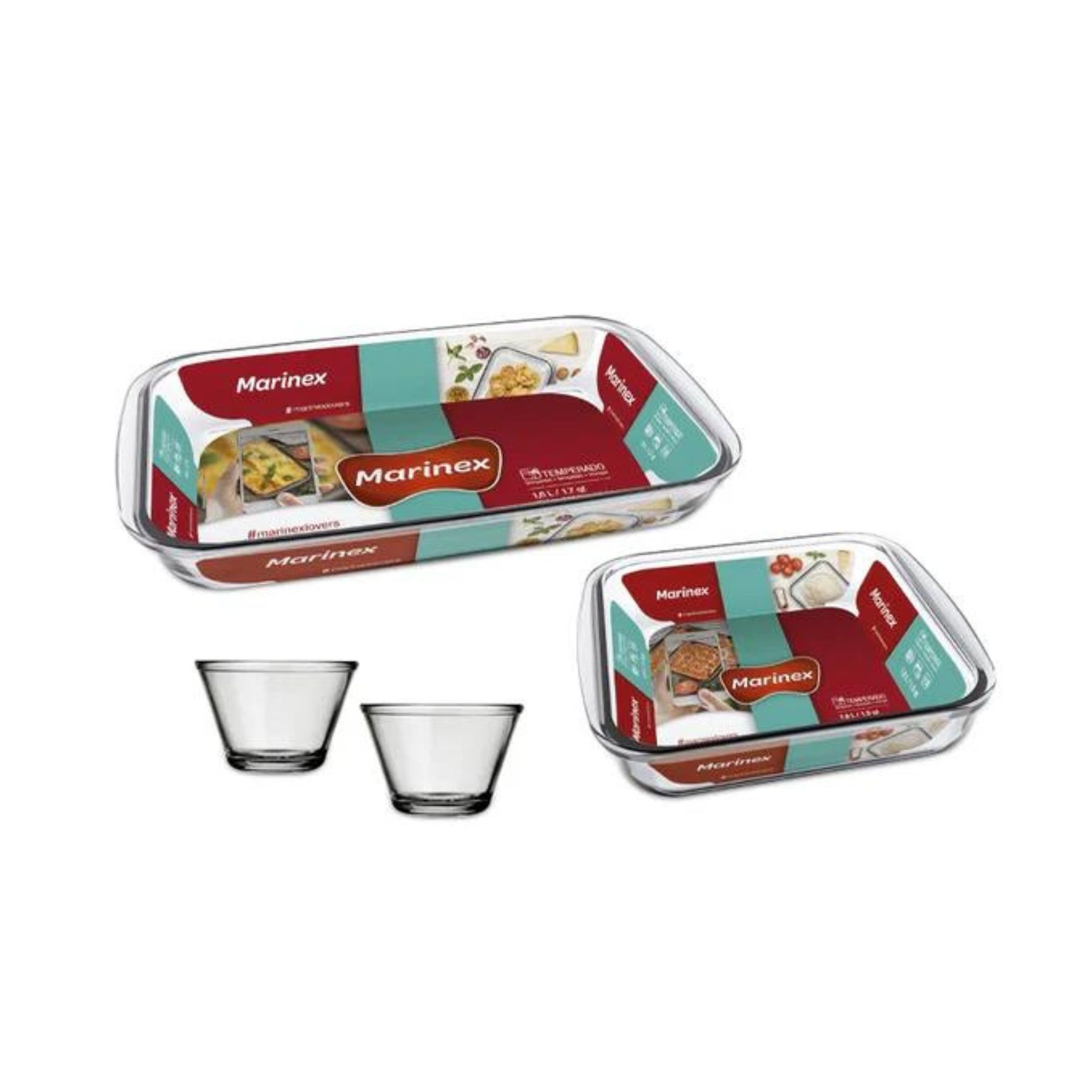 SET 2 FUENTES ASADERA RECTANGULAR VIDRIO TEMPLADO CON 2 FLANERAS - 2
