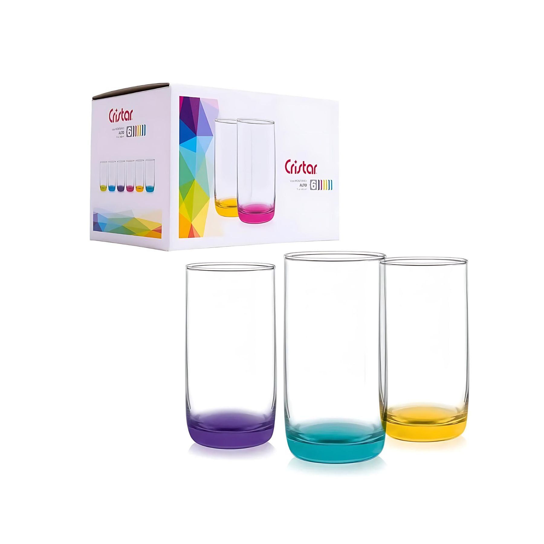 DISPLAY 6 VASOS ALTOS MONTERREY FONDO COLOR 445CC CRISTAR - 3