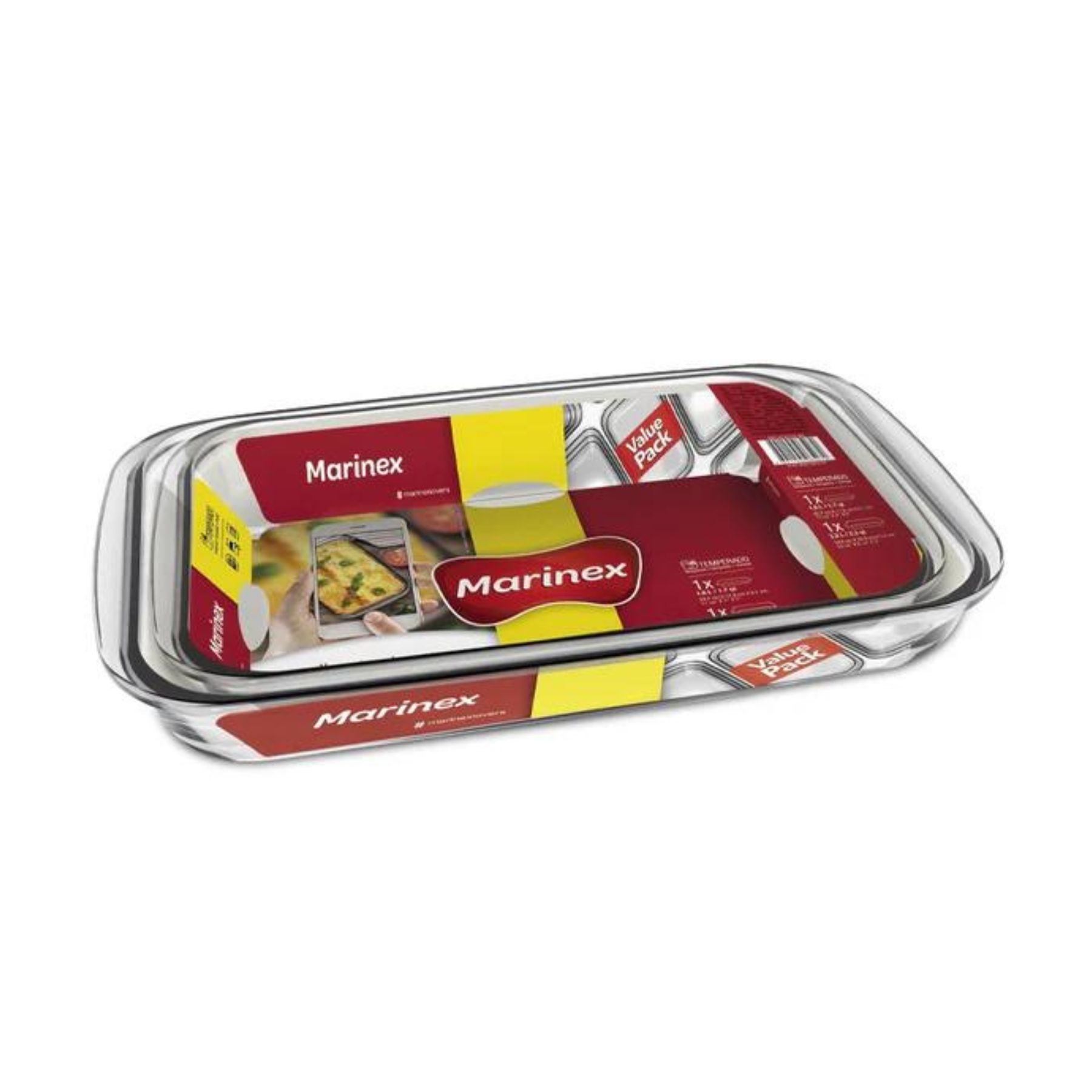 PACK 2 FUENTES ASADERAS MEDIANA PEQUEÑA VIDRIO RECTANGULAR - 1