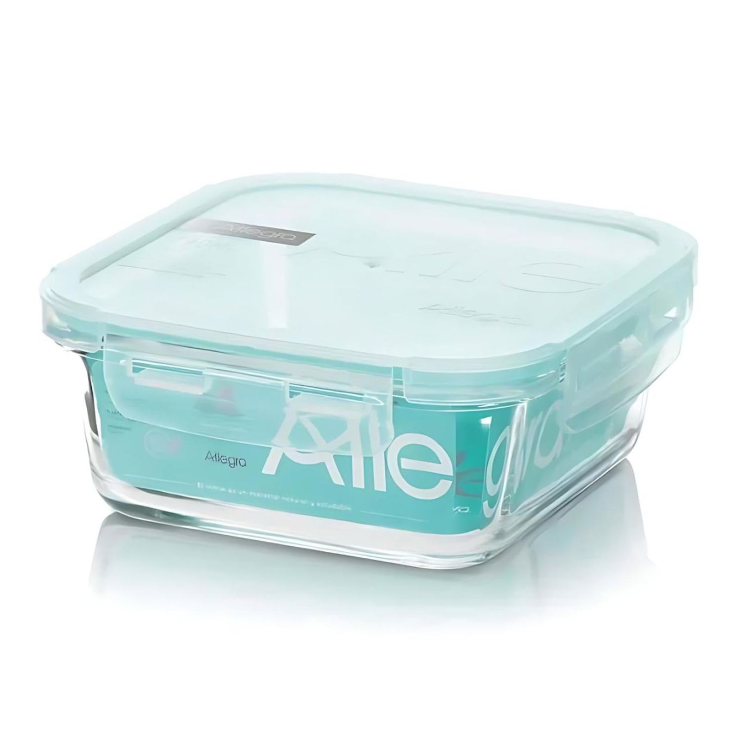 CONTENEDOR ALIMENTOS HERMETICO CUADRADO 380ML VIDRIO ALLEGRA - 1