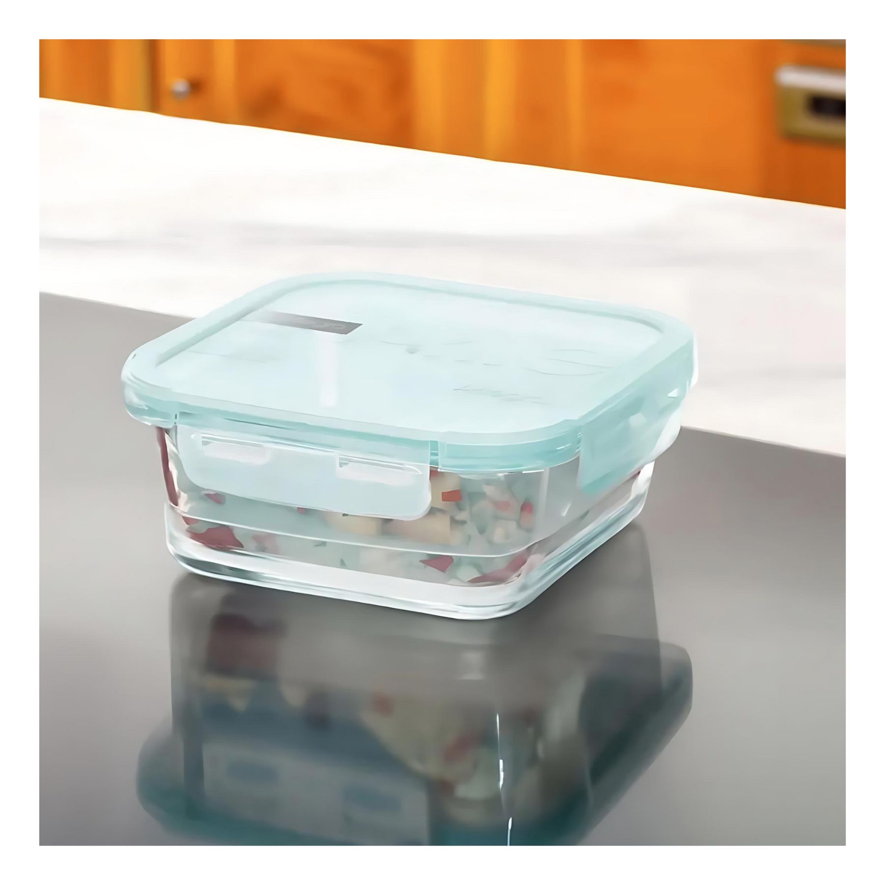 CONTENEDOR ALIMENTOS HERMETICO CUADRADO 380ML VIDRIO ALLEGRA - 3