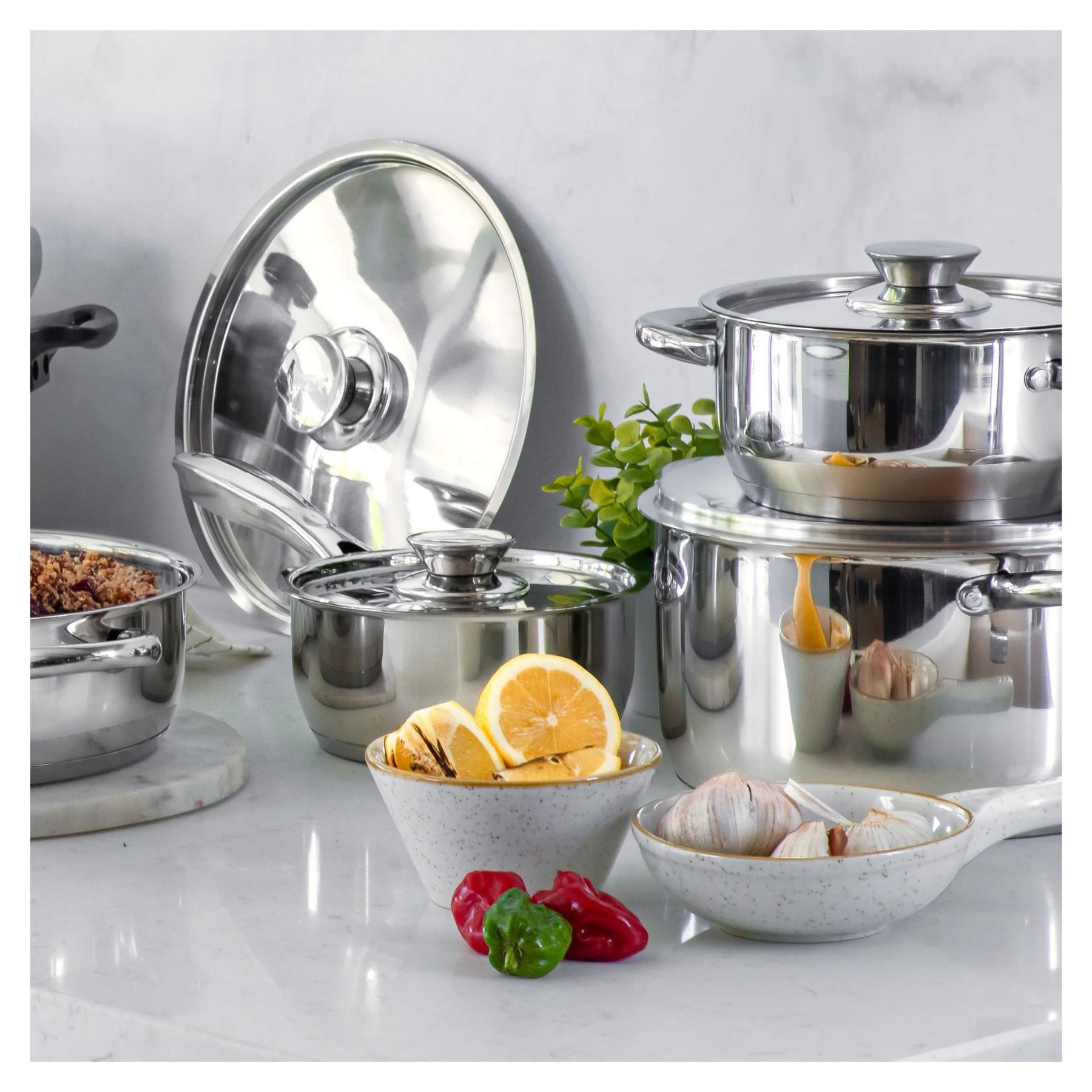 SET BATERIA DE COCINA 6 PIEZAS ACERO INOXIDABLE 420-6SS WENS - 4