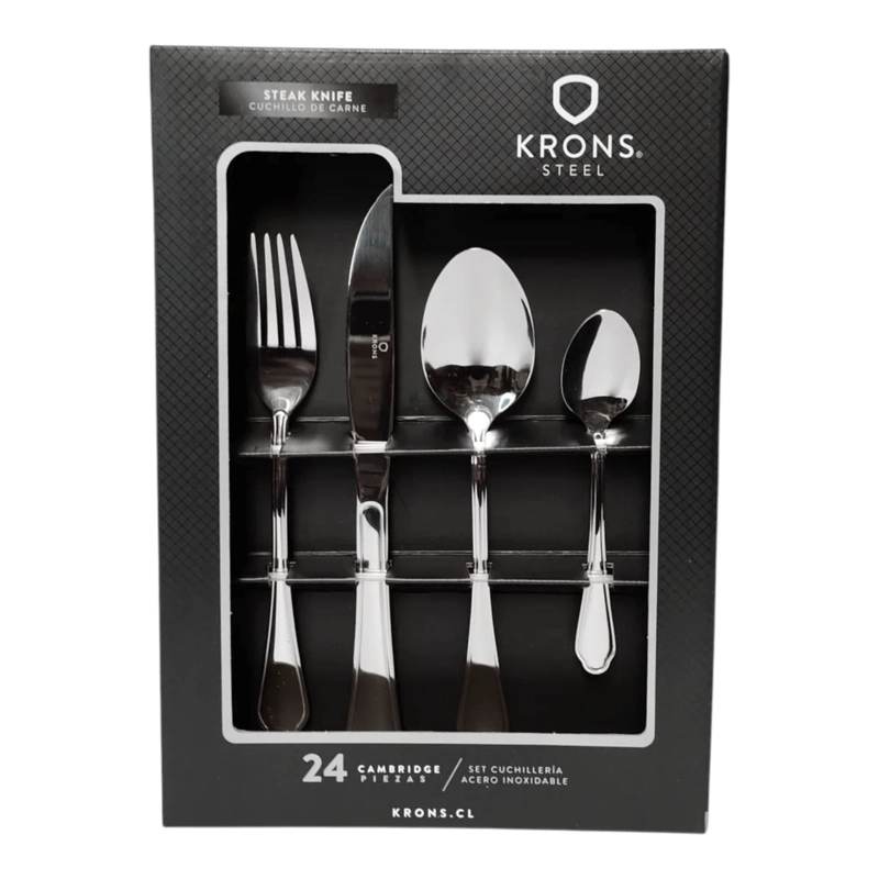 SET CUBIERTOS 24 PIEZAS CAMBRIDGE KRONS ACERO INOXIDABLE CUCHILLERIA - 1