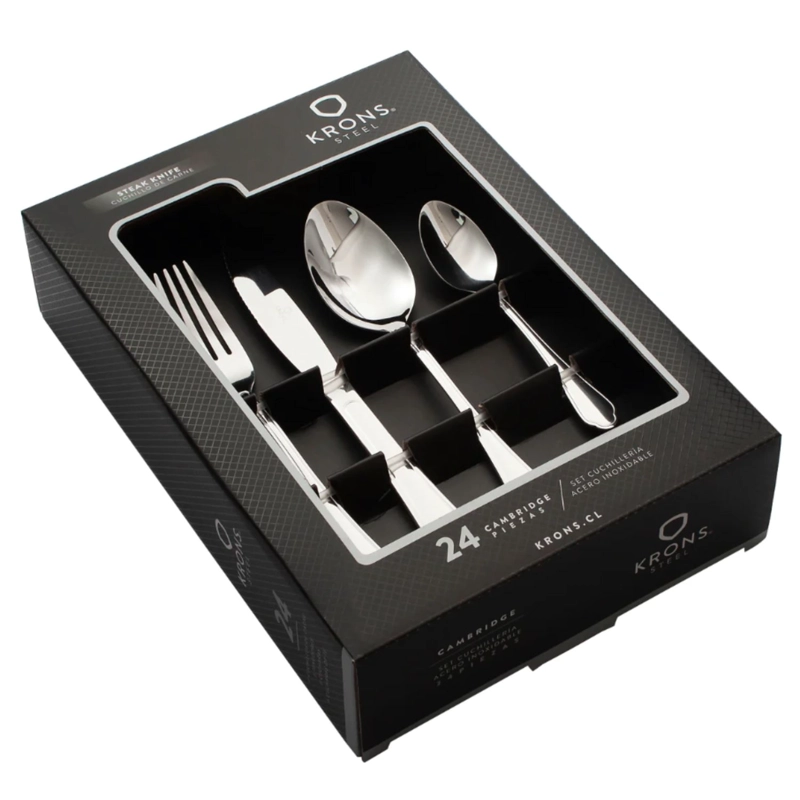 SET CUBIERTOS 24 PIEZAS CAMBRIDGE KRONS ACERO INOXIDABLE CUCHILLERIA - 2