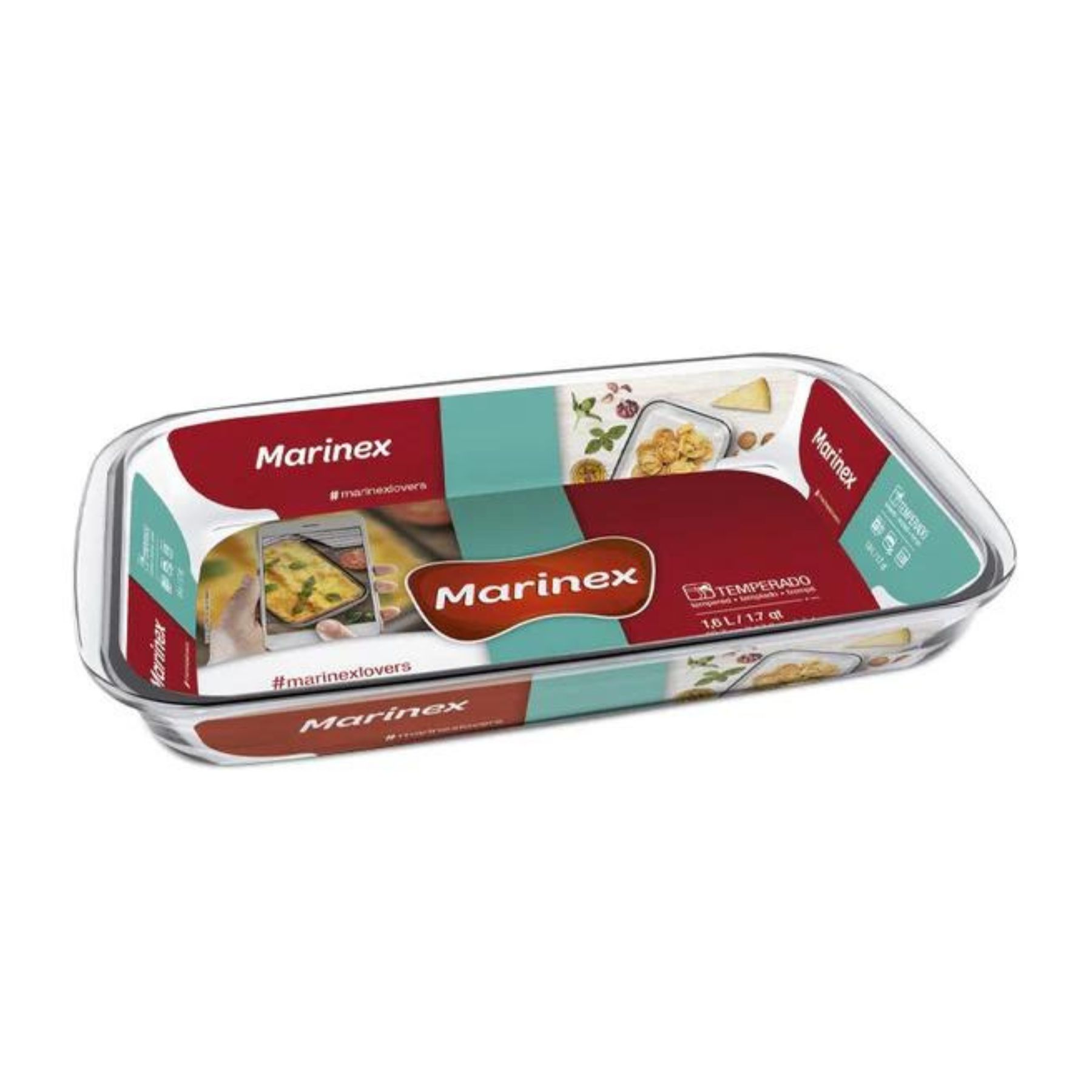 FUENTE PEQUEÑA MARINEX 1600ML ASADERA RECTANGULAR DE VIDRIO - 1