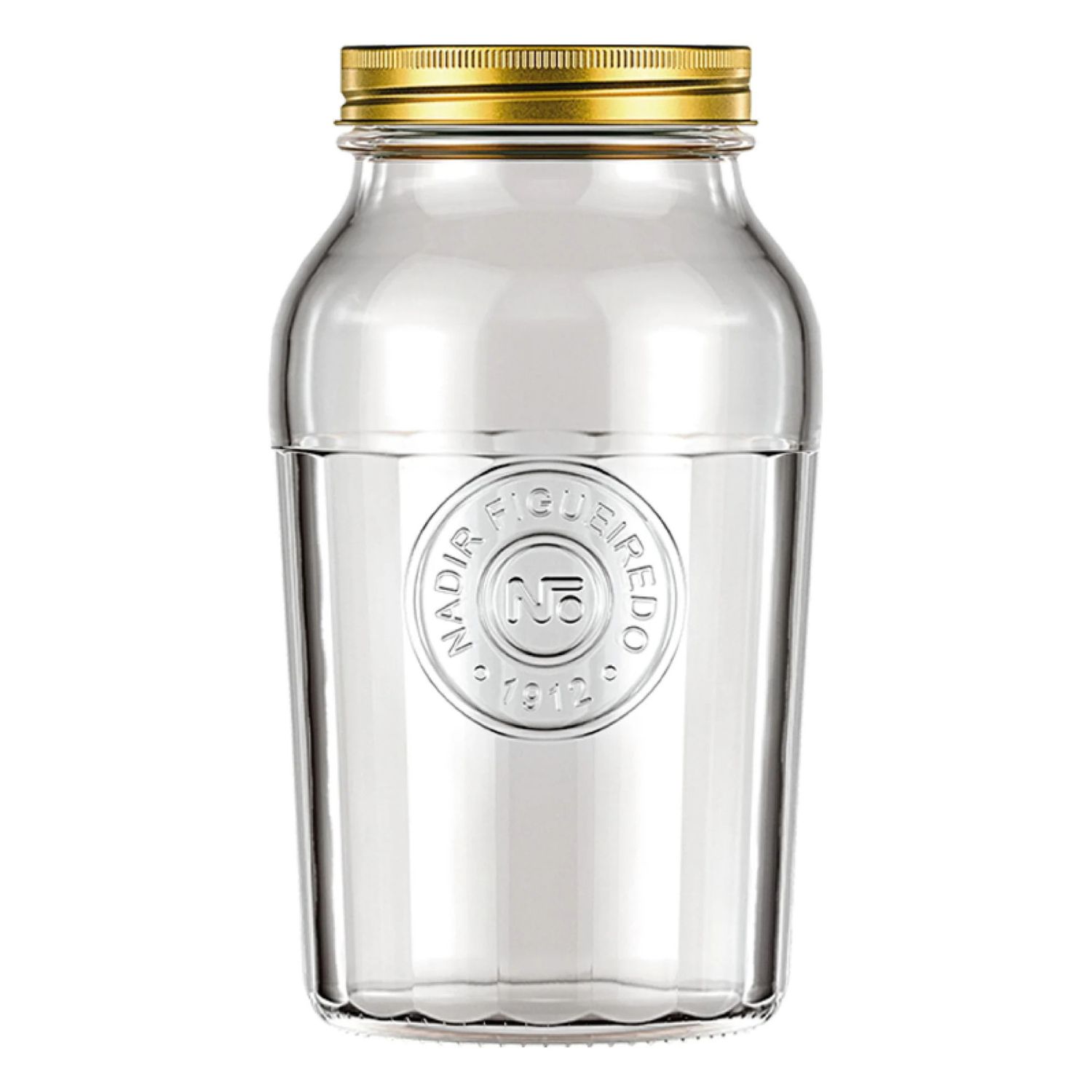 FRASCO AMERICANO VINTAGE NADIR VIDRIO 1500ML TAPA DORADA COCINA - 1