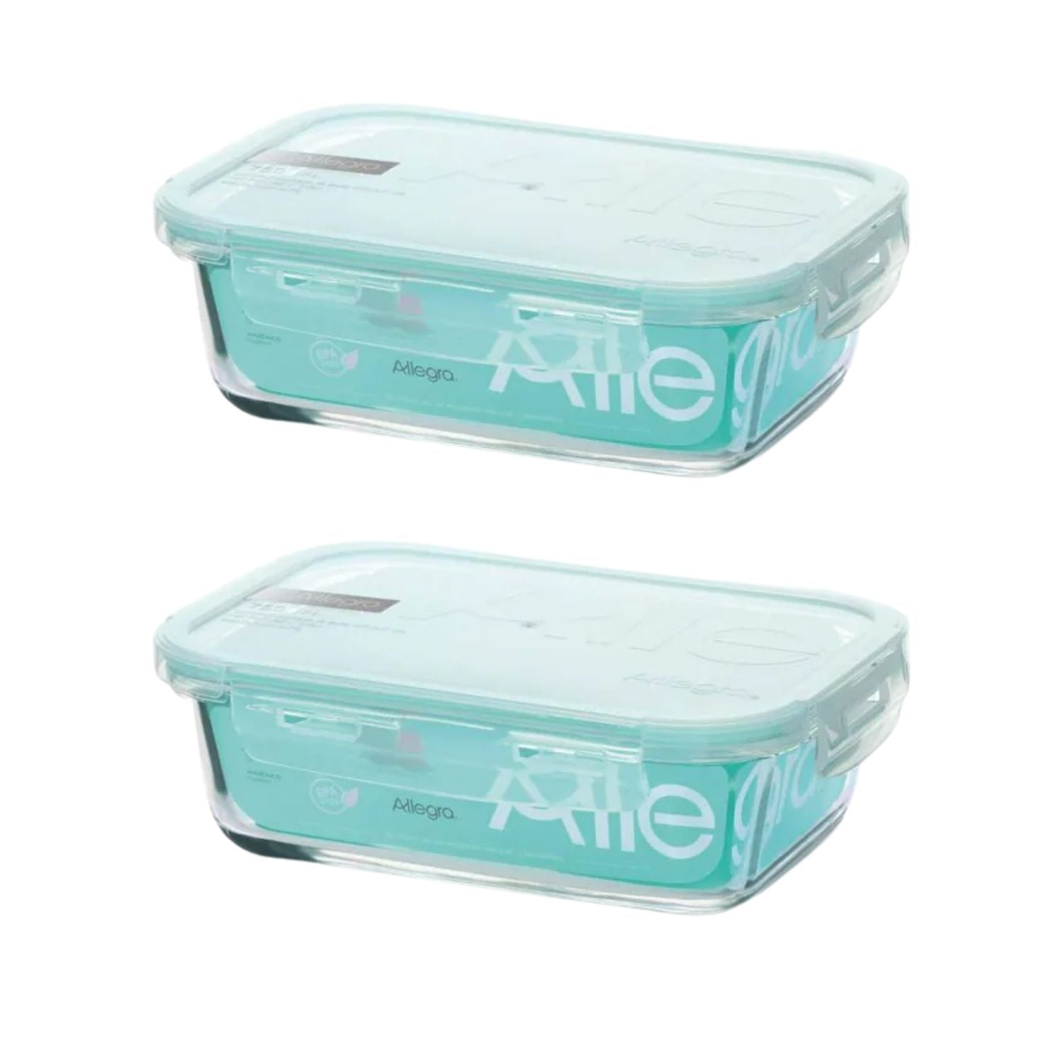 PACK 2 CONTENEDORES HERMETICO VIDRIO RECTANGULAR 420ML ALLEGRA - 1
