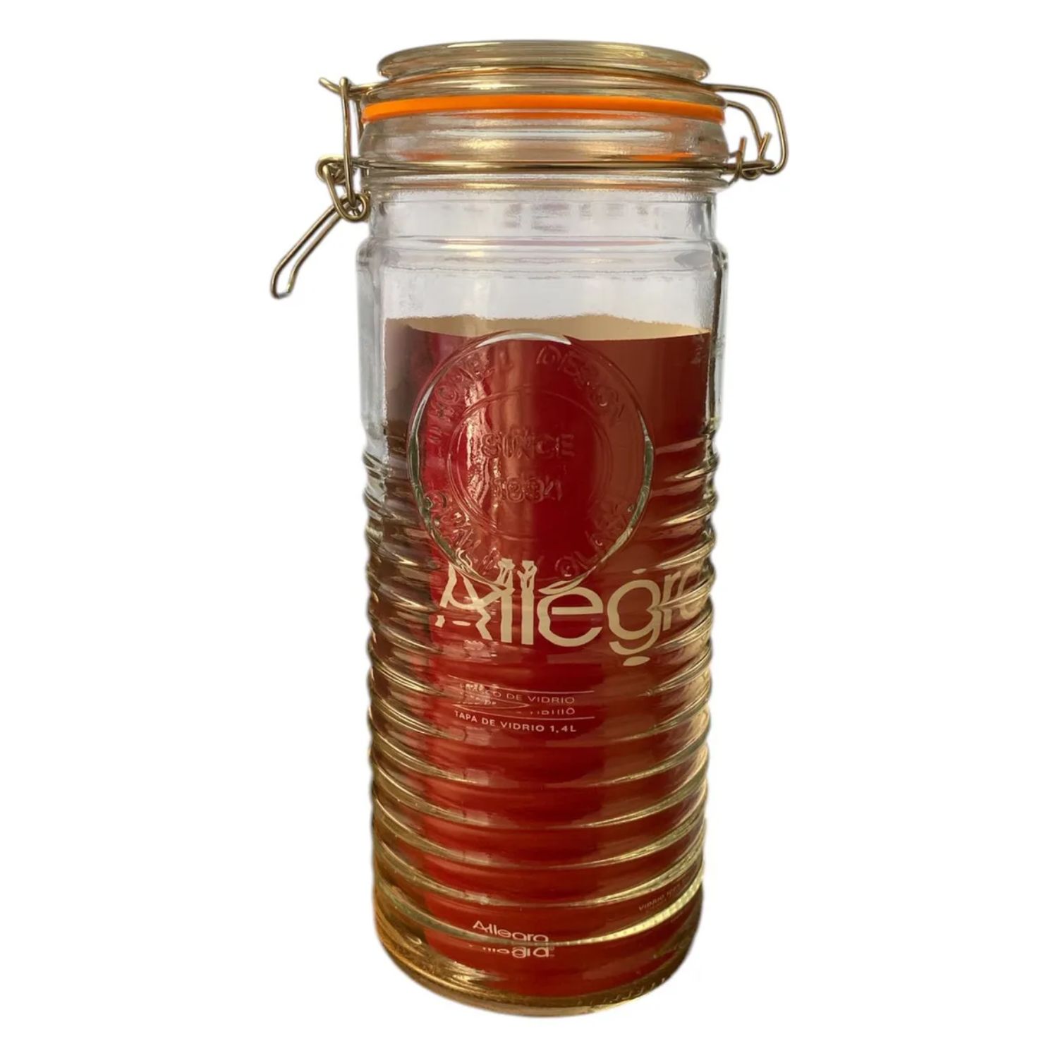 FRASCO VIDRIO ALLEGRA TAPA CLIP 1400ML TRANSPARENTE CONTENEDOR - 2