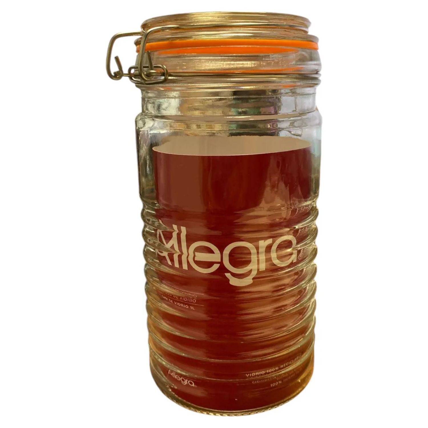FRASCO VIDRIO ALLEGRA TAPA CLIP 1 LITRO TRANSPARENTE CONTENEDOR - 2