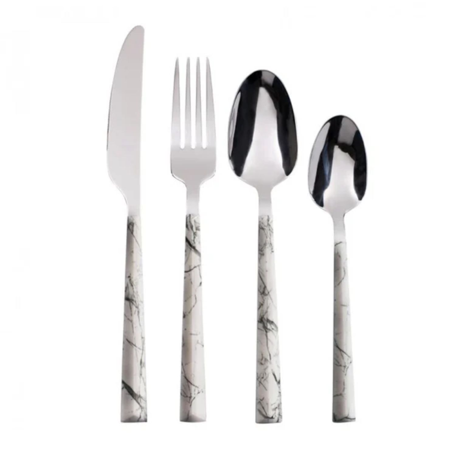 SET CUBIERTOS 24 PIEZAS ACERO INOXIDABLE MARBLE DISEÑO - 2