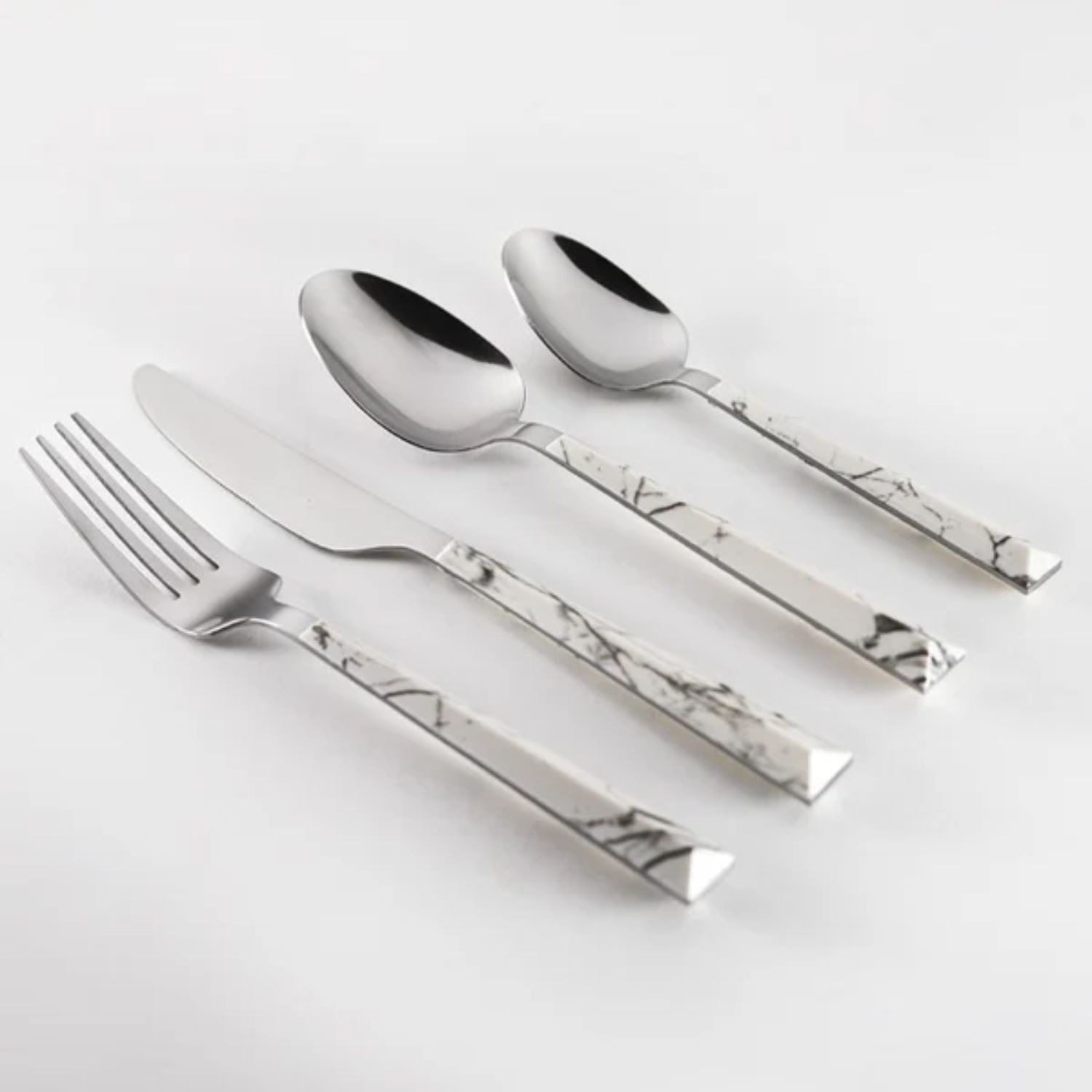 SET CUBIERTOS 24 PIEZAS ACERO INOXIDABLE MARBLE DISEÑO - 3