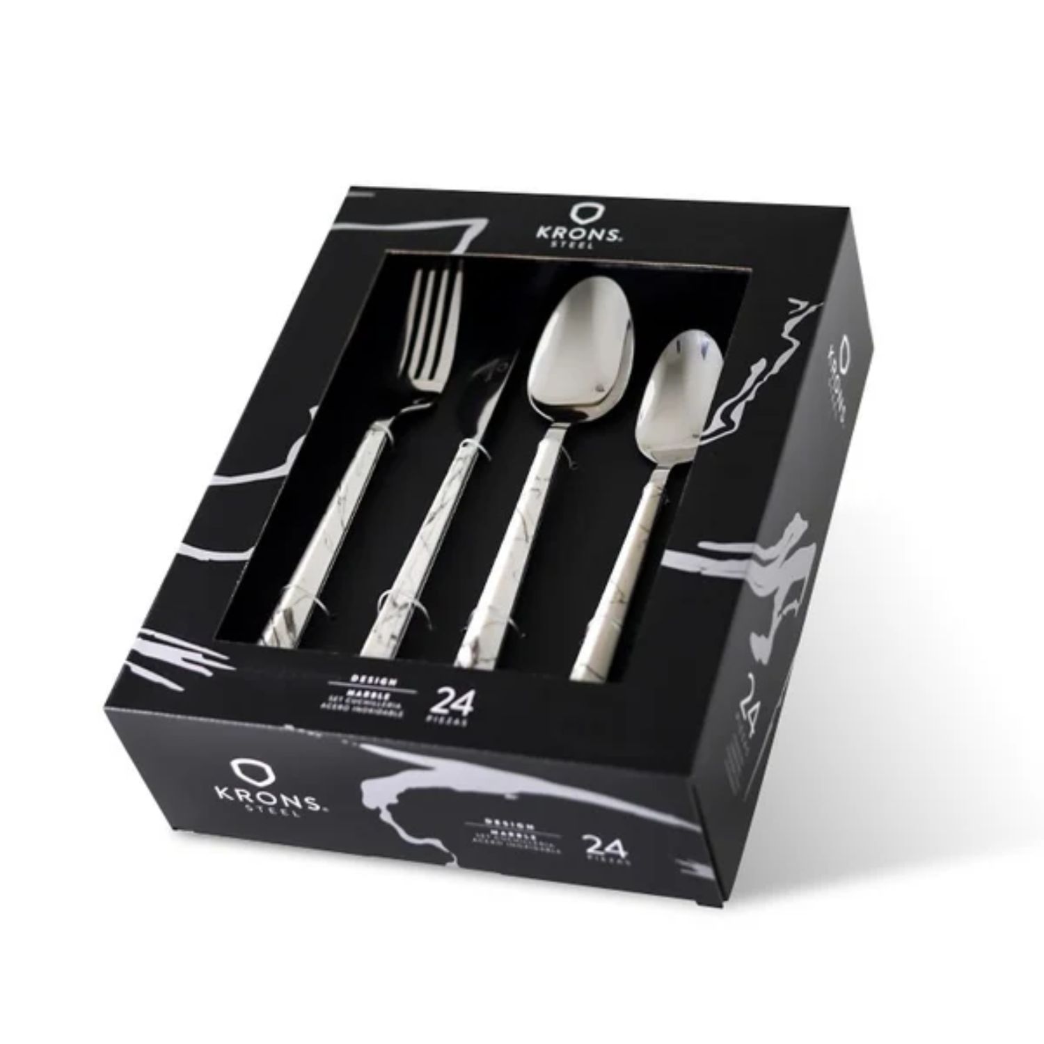 SET CUBIERTOS 24 PIEZAS ACERO INOXIDABLE MARBLE DISEÑO - 4