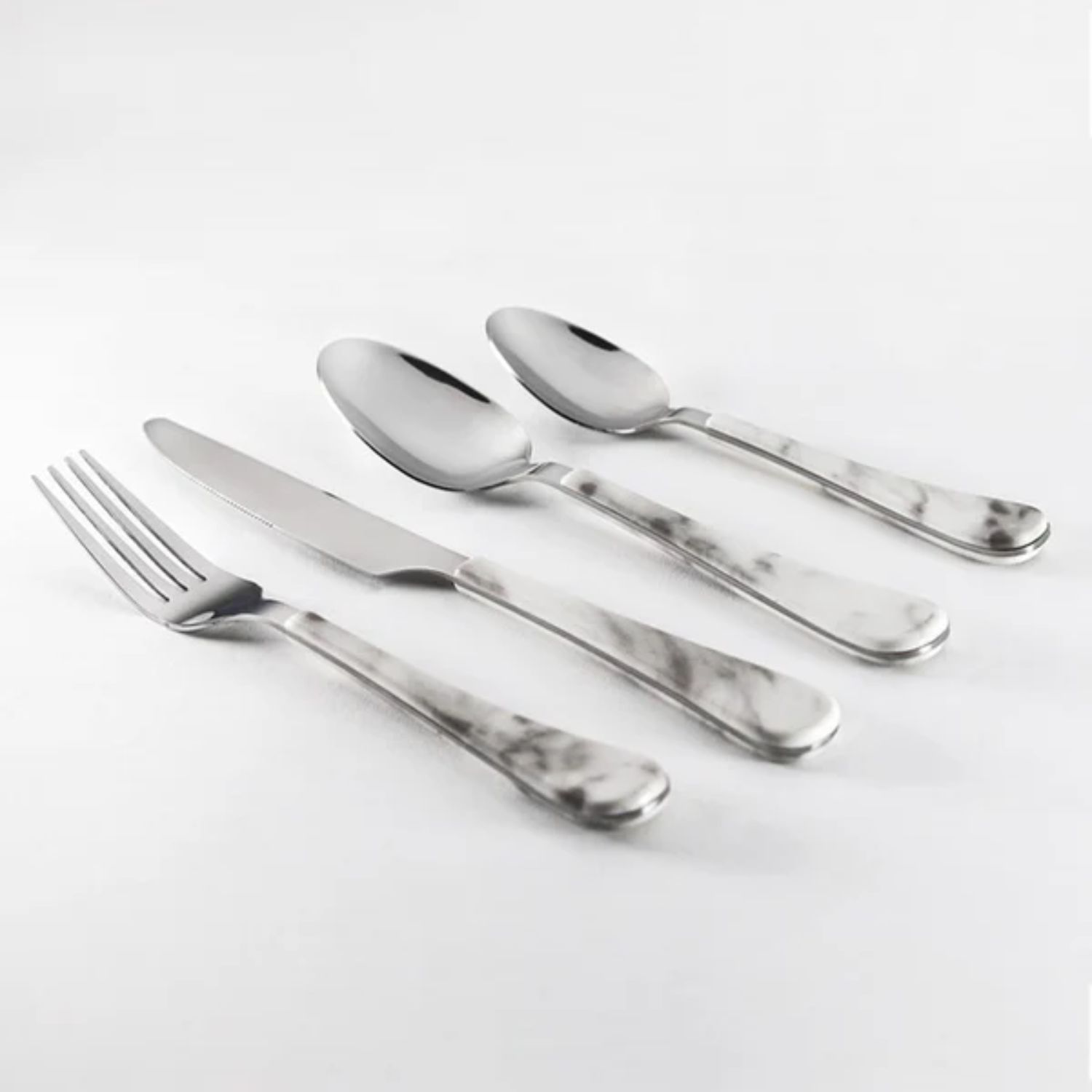 SET CUBIERTOS 24 PIEZAS KRONS SMOKE MARBLE MARMOL - 2
