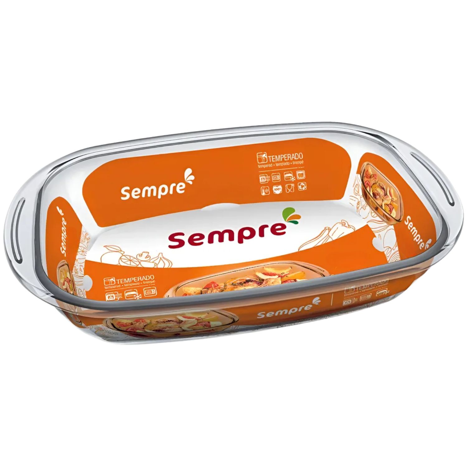 BANDEJA RECTANGULAR PEQUEÑA VIDRIO TEMPLADO 1800ML SEMPRE - 2
