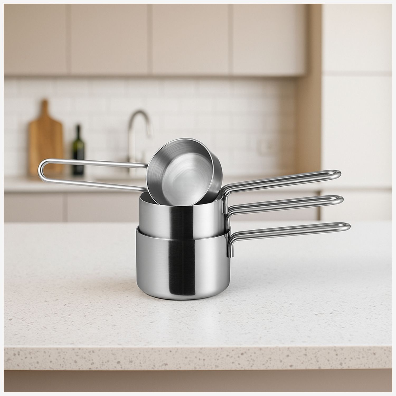 SET 4 TAZAS MEDIDORAS ACERO INOX CUINER 60 50 120 250ML PLATEADO - 1