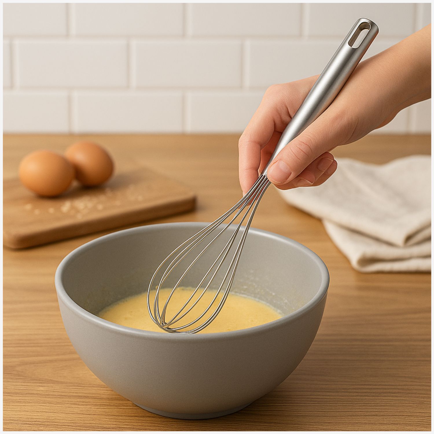 BATIDOR MANUAL WENS DE COCINA 31CM ACERO INOXIDABLE - 3
