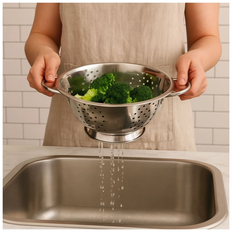 COLADOR ESCURRIDOR DE COMIDA CUINER ACERO INOXIDABLE 24CM - 3