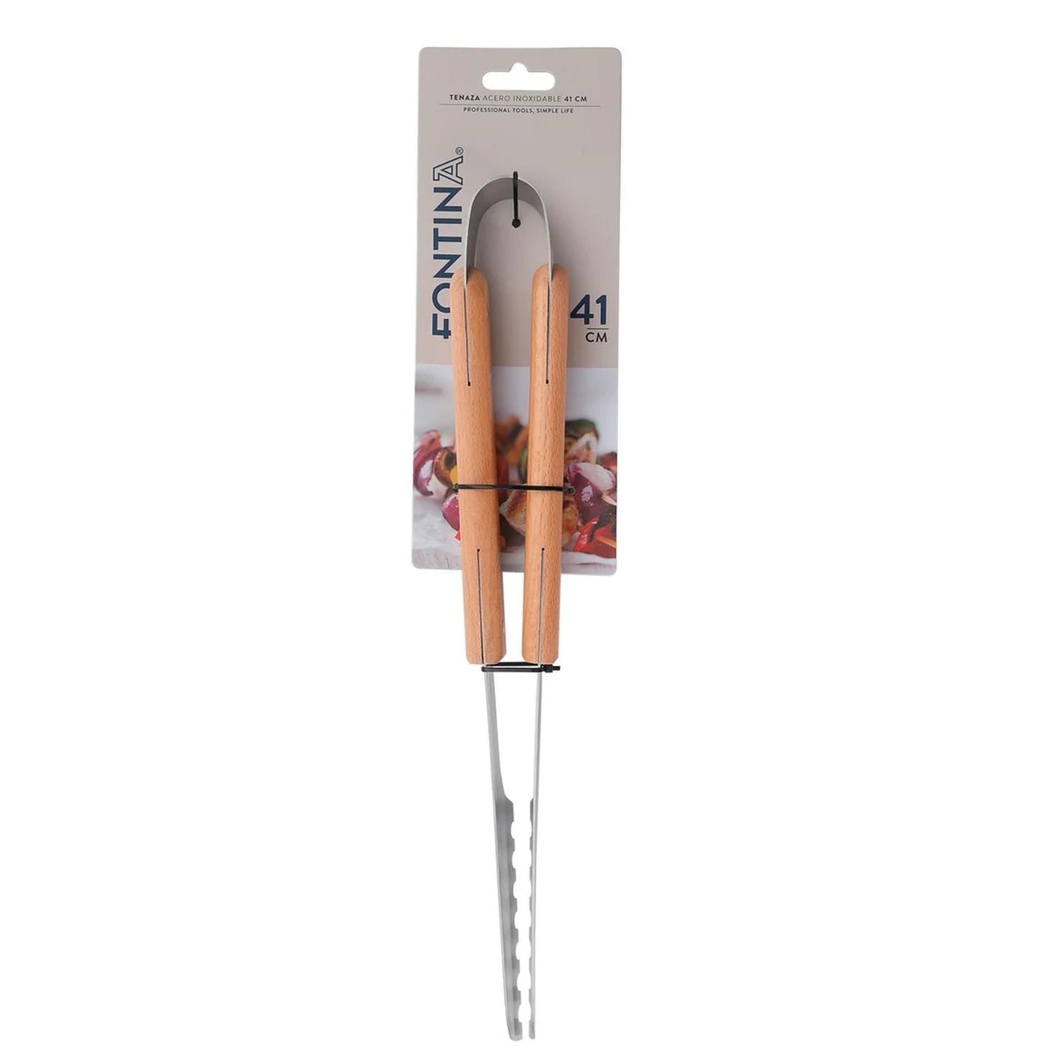 TENAZAS PARRILLERA ASADO FONTINA ACERO INOXIDABLE 41CM - 2
