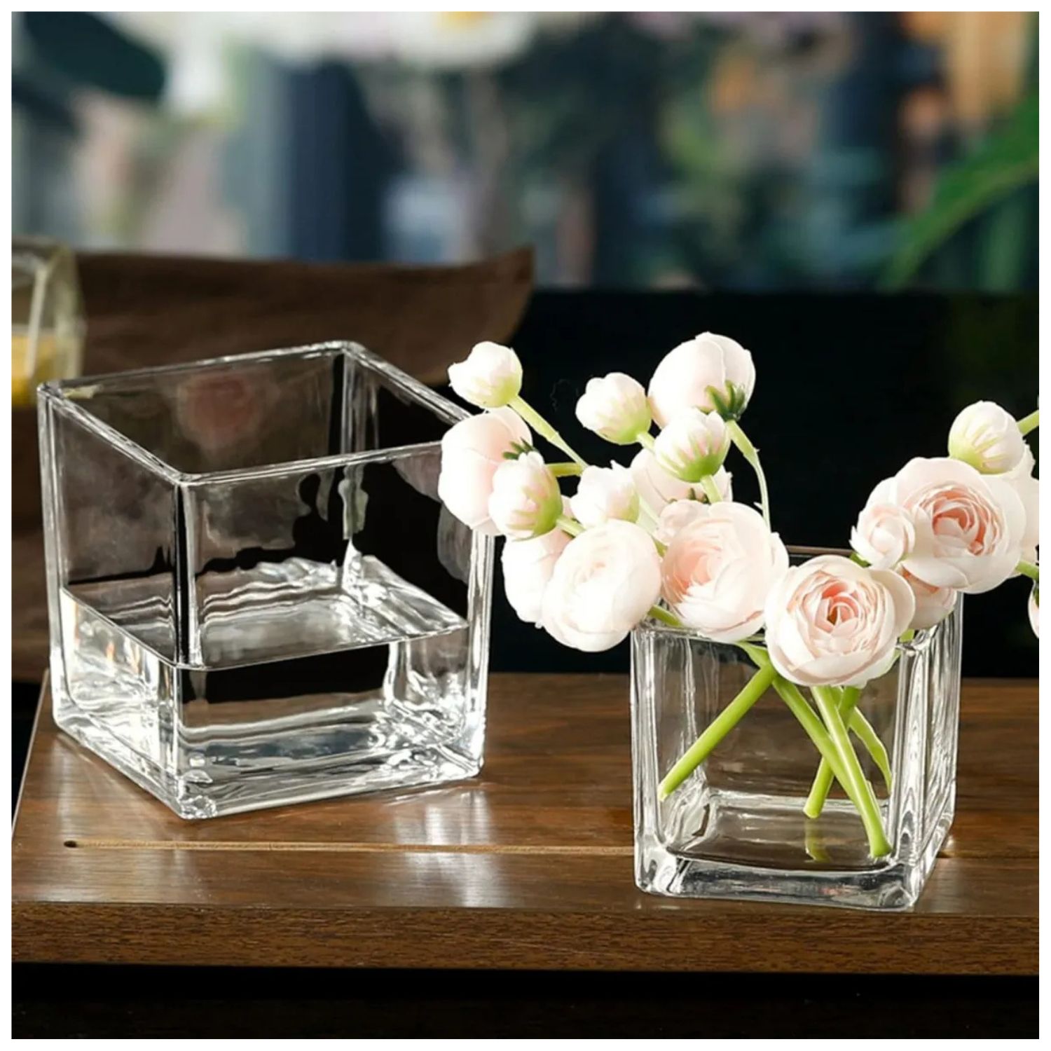 FLORERO QUADRO 12CM VIDRIO TRANSPARENTE CUADRO ALLEGRA - 3