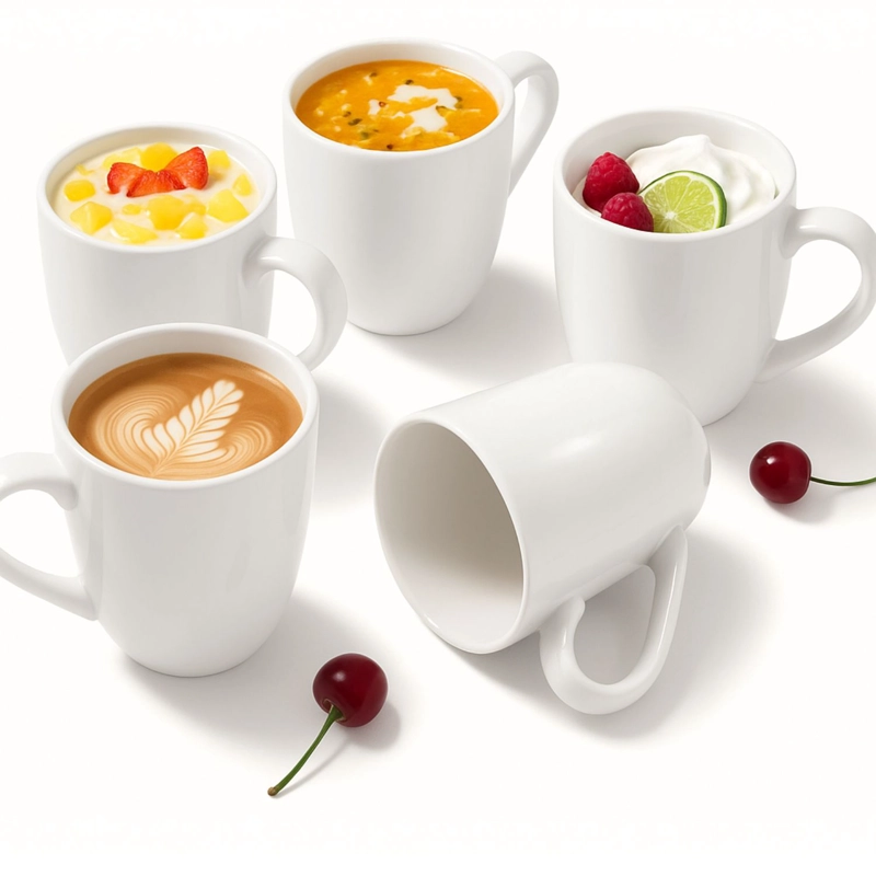 SET 12 TAZAS MUG DE CERAMICA BLANCO BULLET 325ML HALLEN - 2