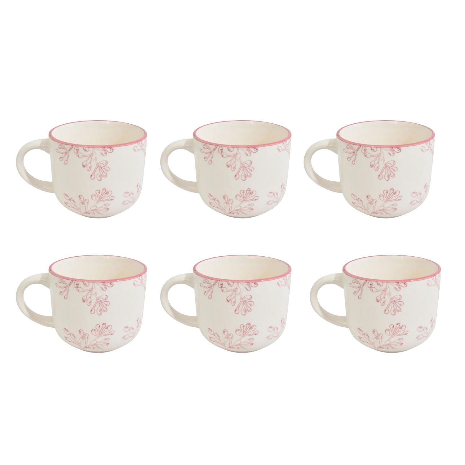 SET 6 TAZAS DE TE 350ML ROYAL BORDE ROSE MENAJE COCINA - 1