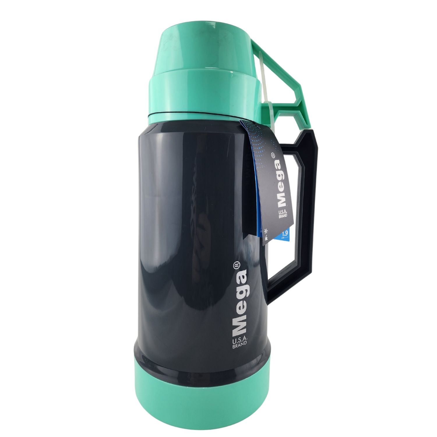 TERMO MEGA 1.9L NEW MEGATEMP BEBIDAS CALIENTES FRIAS CON TAZAS TURQUESA - 1