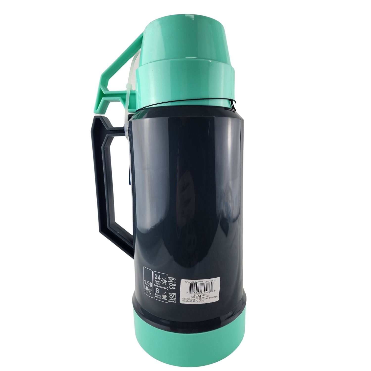 TERMO MEGA 1.9L NEW MEGATEMP BEBIDAS CALIENTES FRIAS CON TAZAS TURQUESA - 3