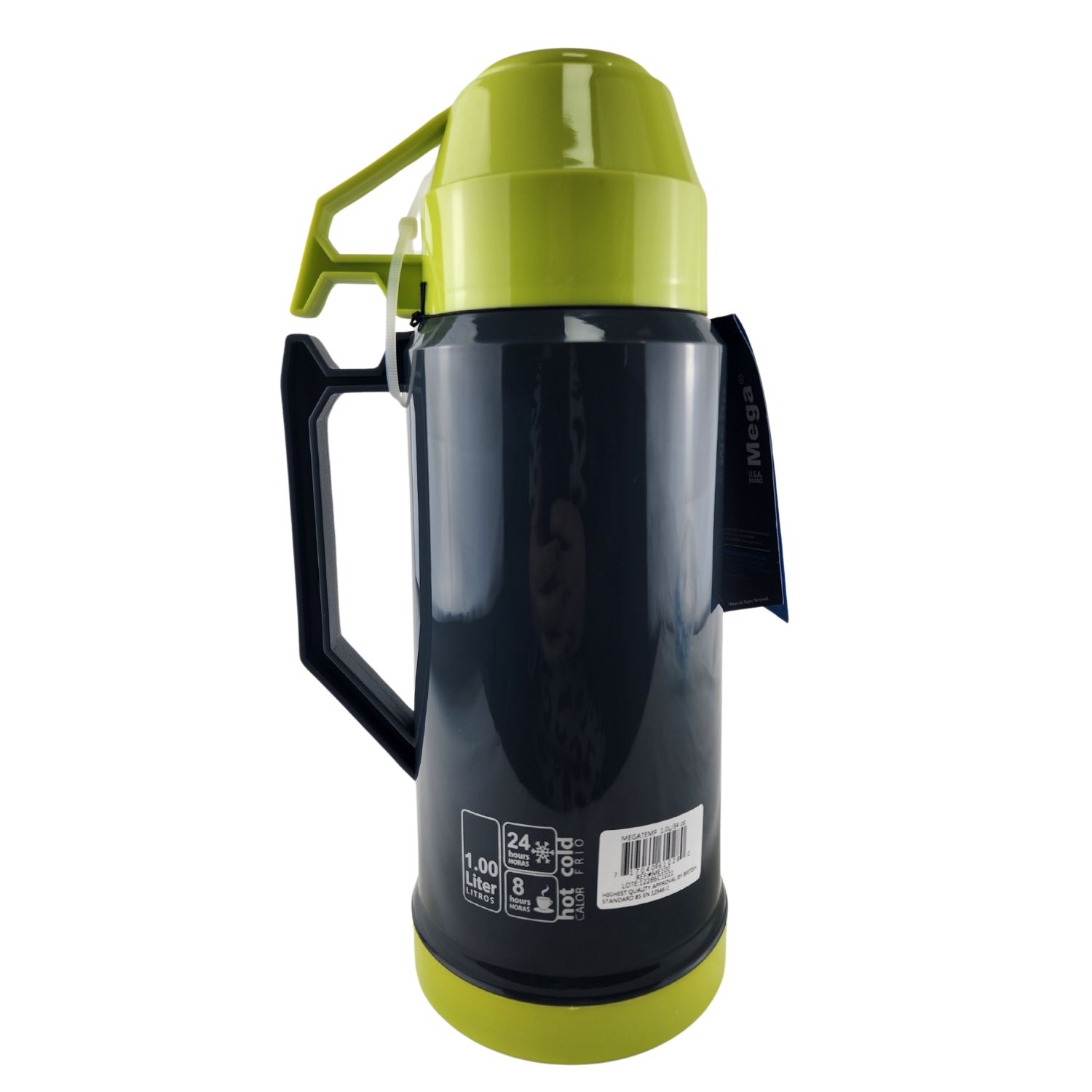 TERMO MEGA 1L NEW MEGATEMP BEBIDAS CALIENTES FRIAS CON TAZAS VERDE - 4