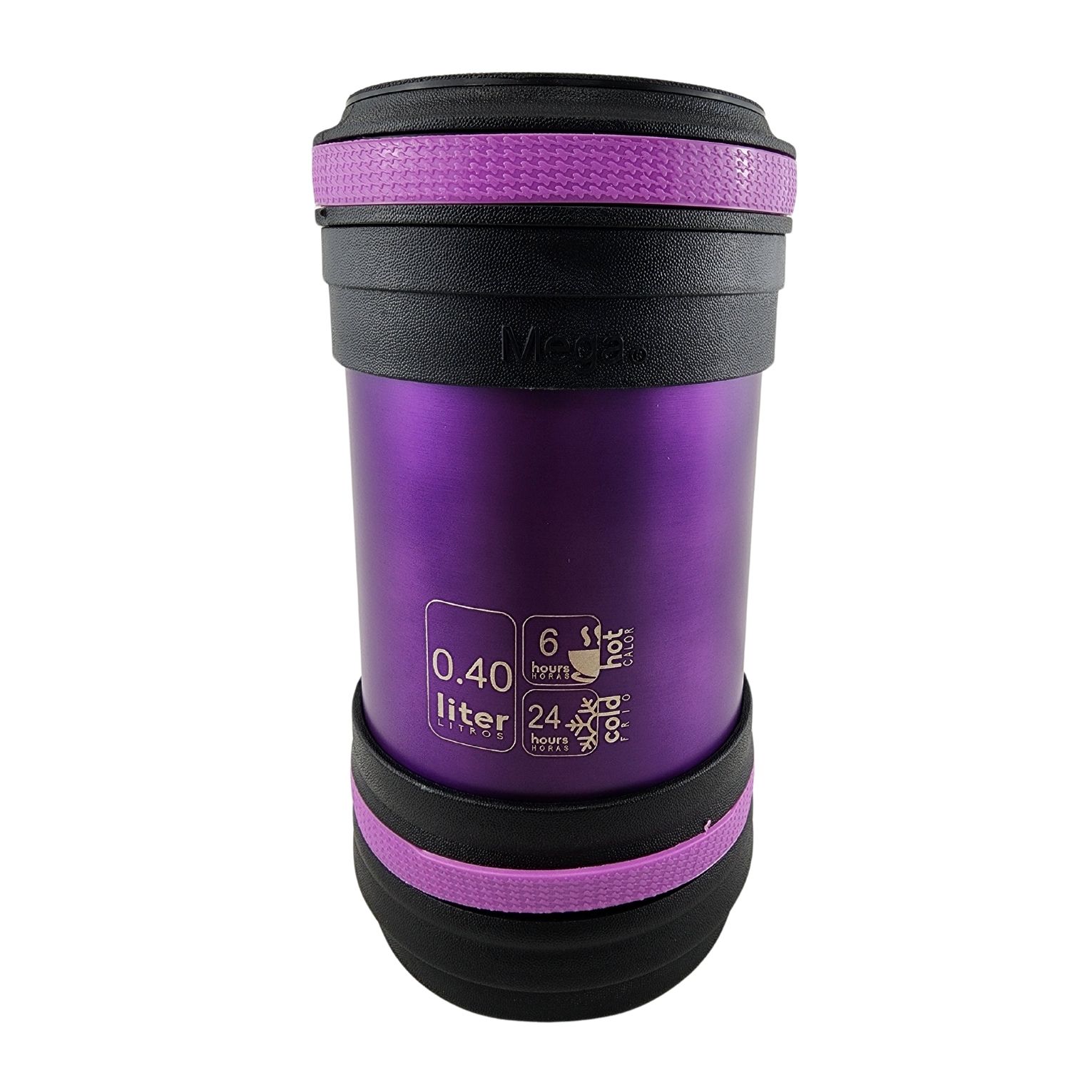 TERMO MEGA MAXX 400ML COMIDAS METALICO ACERO INOXIDABLE MORADO - 3