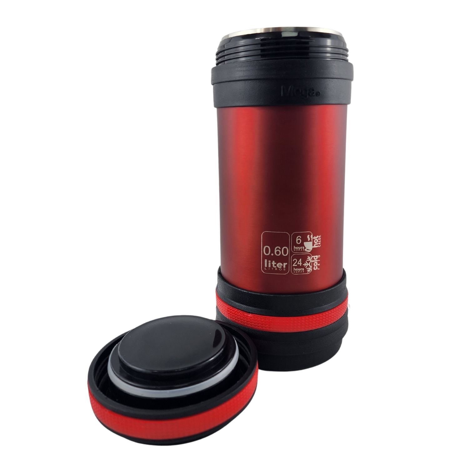 TERMO MEGA MAXX 600ML COMIDAS METALICO ACERO INOXIDABLE EN COLOR ROJO - 5