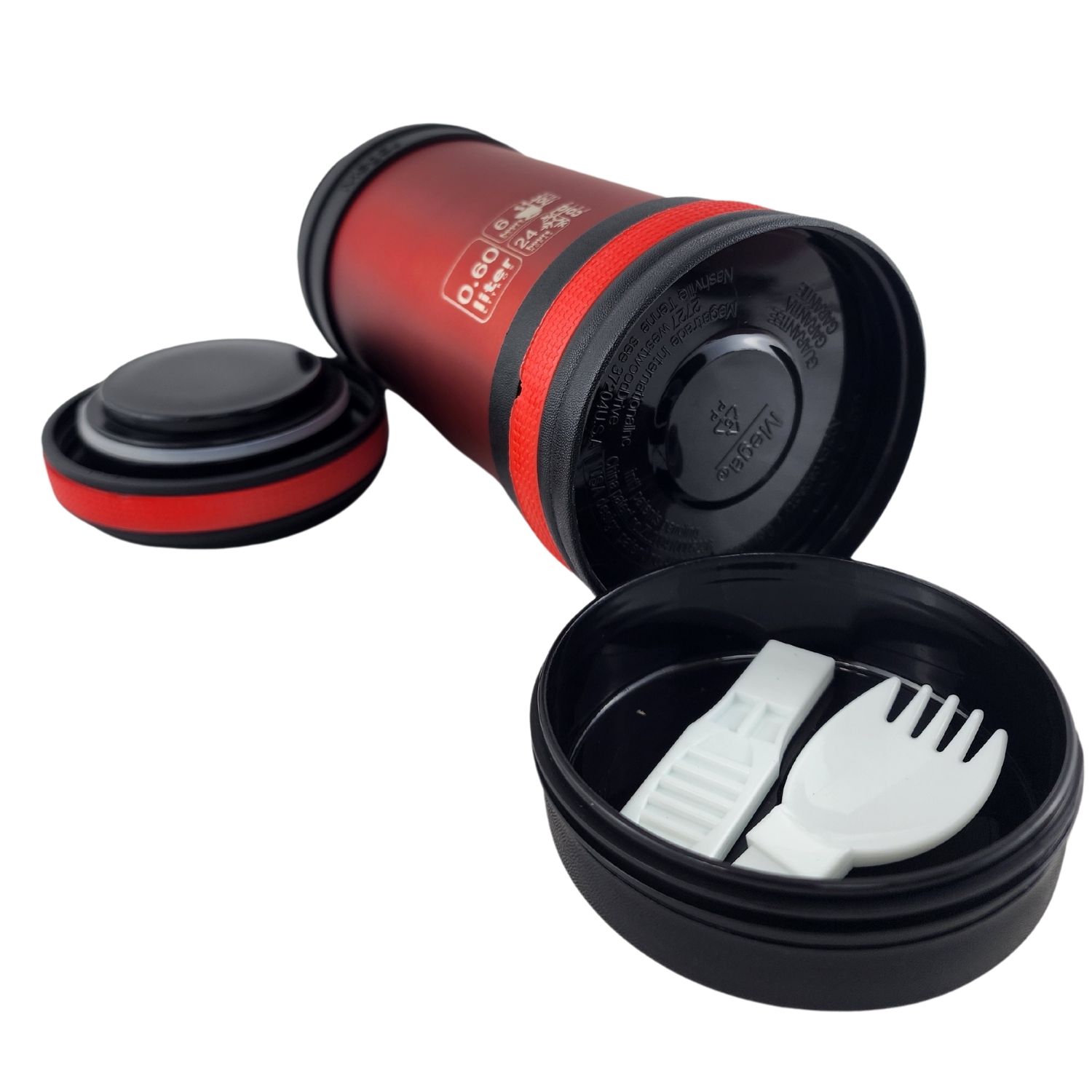 TERMO MEGA MAXX 600ML COMIDAS METALICO ACERO INOXIDABLE EN COLOR ROJO - 6