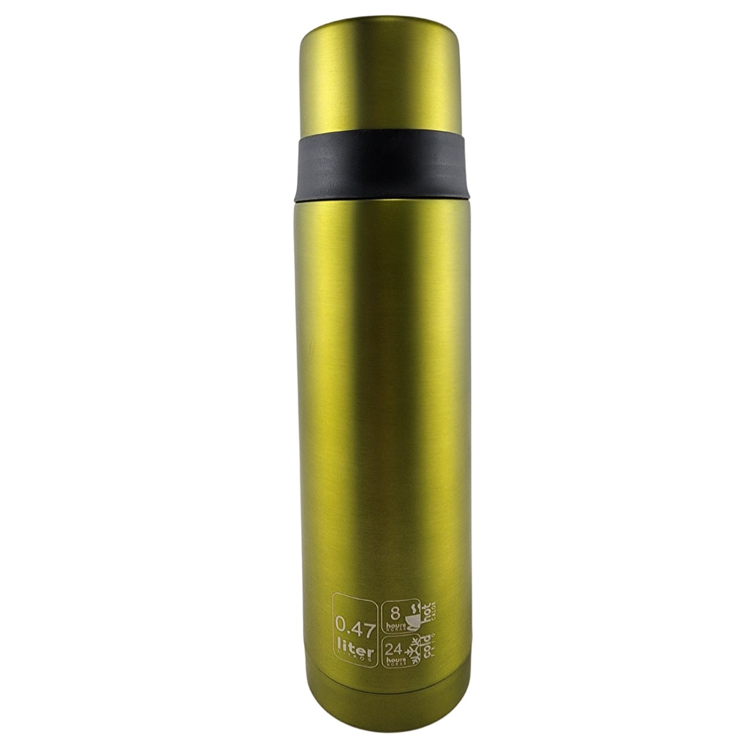 TERMO MEGA SLIM IV 470ML ACERO INOXIDABLE METALICO TE EN COLOR CAFE VERDE - 2