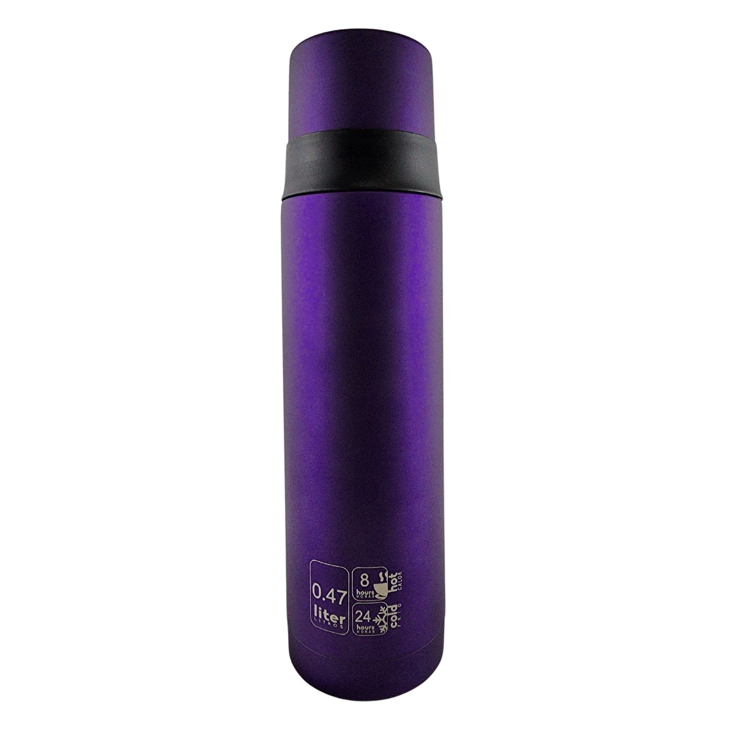 TERMO MEGA SLIM IV 470ML ACERO INOXIDABLE METALICO TE EN COLOR CAFE MORADO - 3