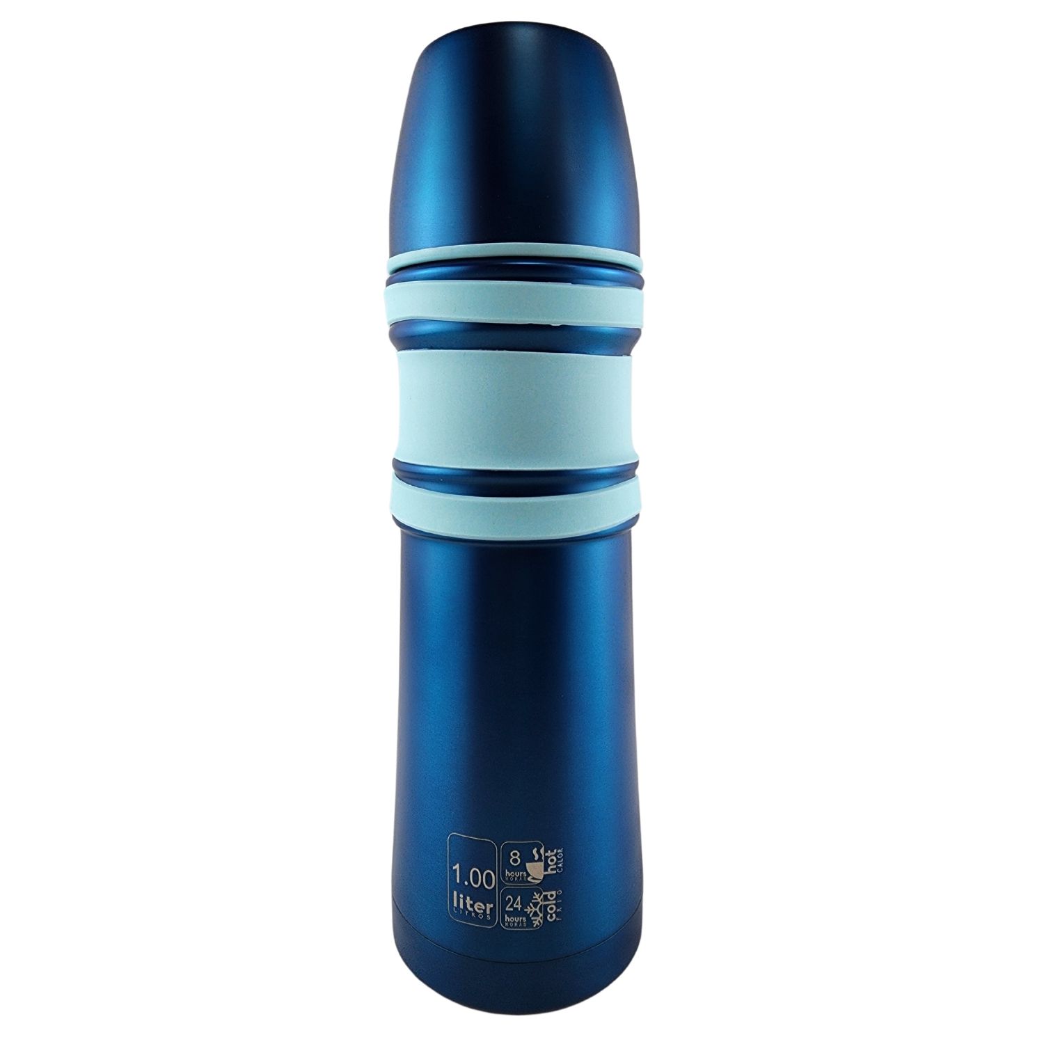 TERMO MEGA SLIM II 1L ACERO INOXIDABLE BEBIDAS CALIENTES FRIAS AZUL - 2