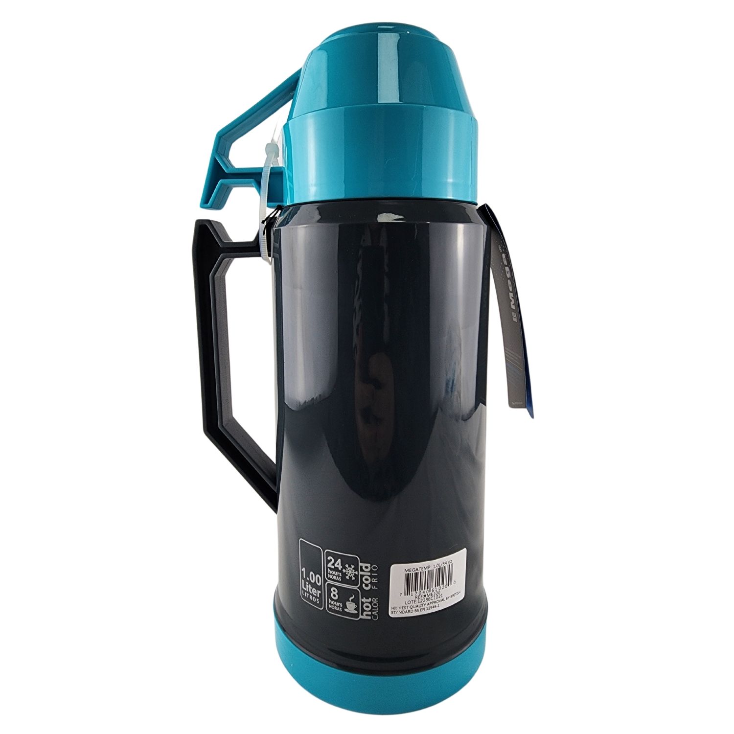 TERMO MEGA 1L NEW MEGATEMP BEBIDAS CALIENTES FRIAS CON TAZAS CELESTE - 3