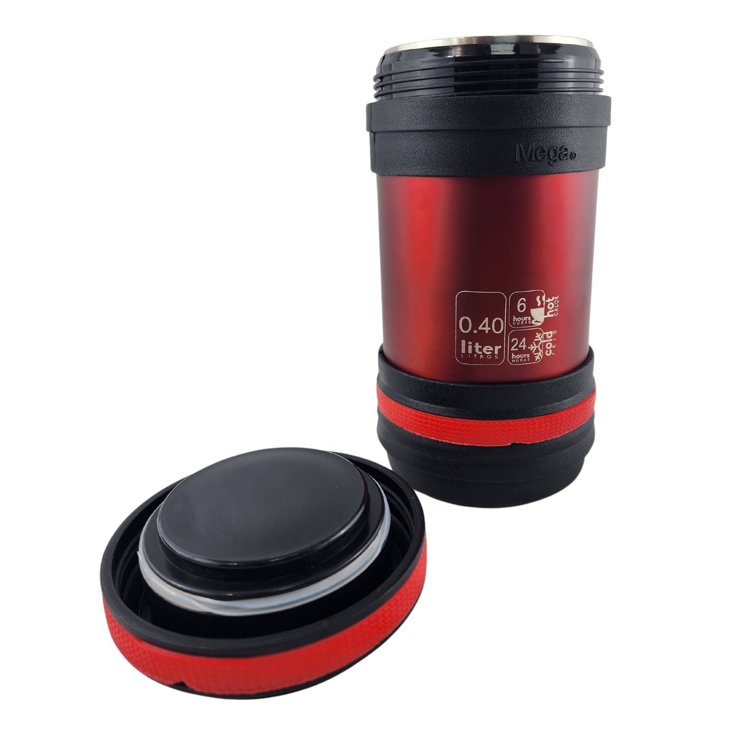 TERMO MEGA MAXX 400ML COMIDAS METALICO ACERO INOXIDABLE EN COLOR ROJO - 4