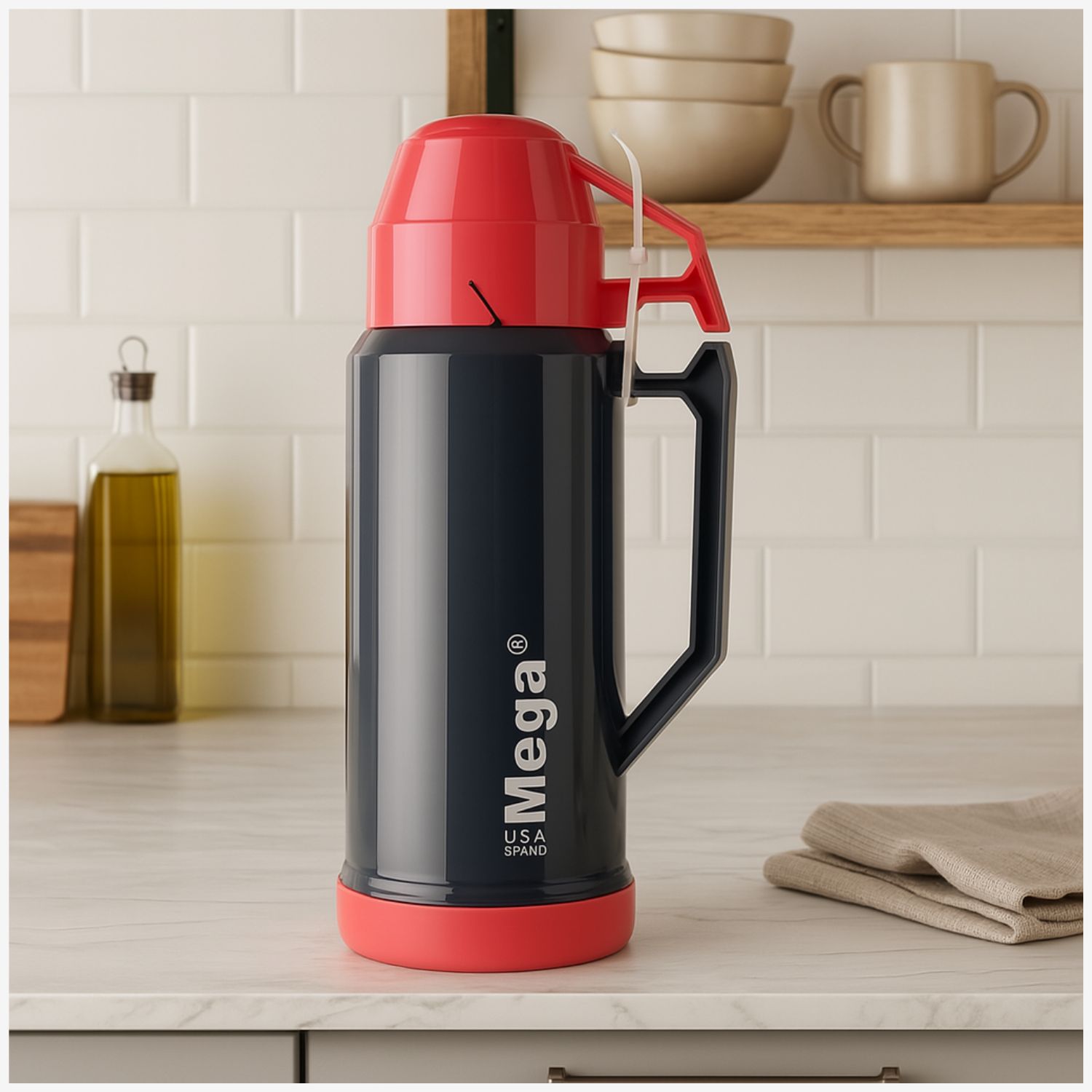 TERMO MEGA 1L NEW MEGATEMP BEBIDAS CALIENTES FRIAS CON TAZAS ROSA - 1